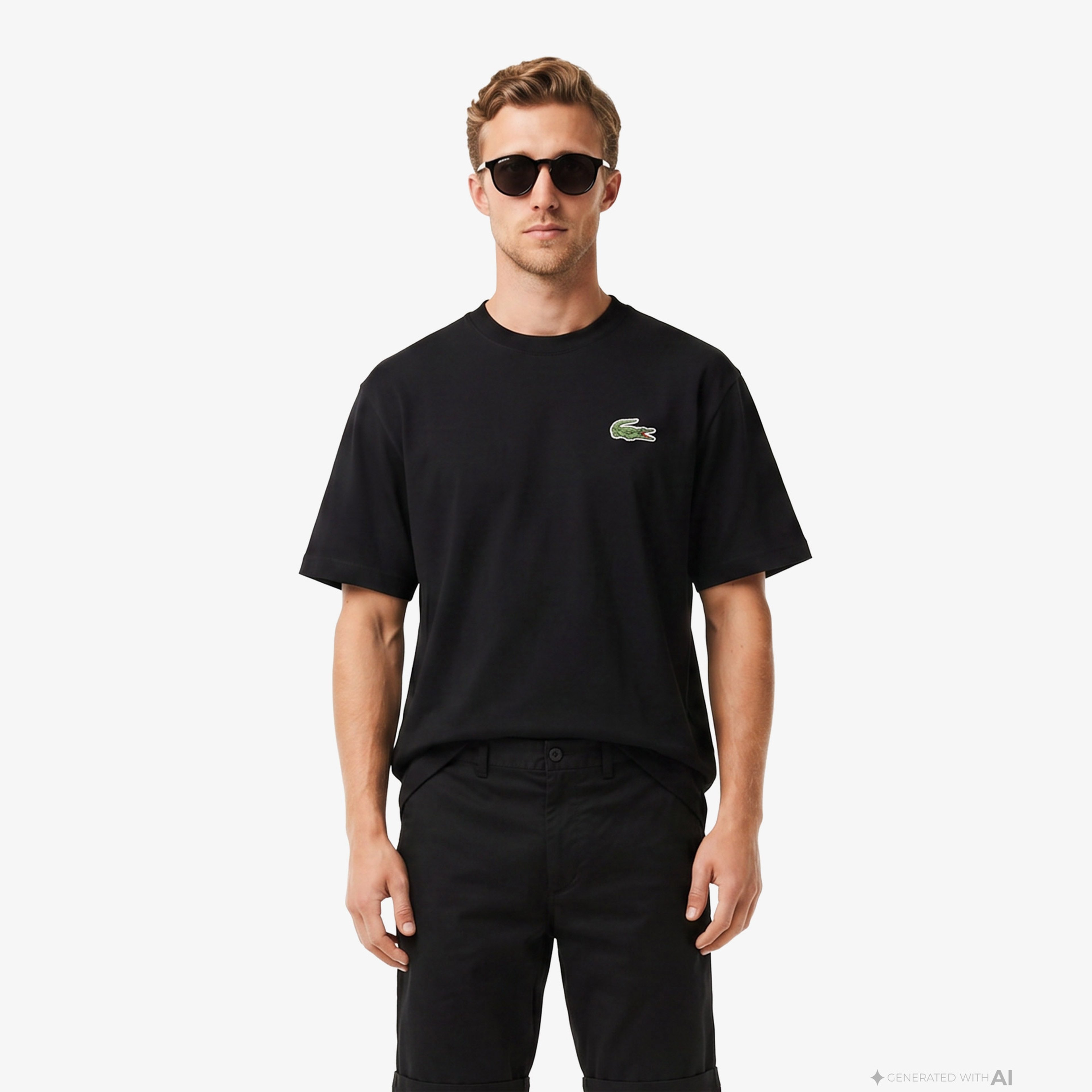 Unisex Loose Fit Bisiklet Yaka Organik Pamuk Siyah T-Shirt