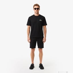 Unisex Loose Fit Bisiklet Yaka Organik Pamuk Siyah T-Shirt Siyah
