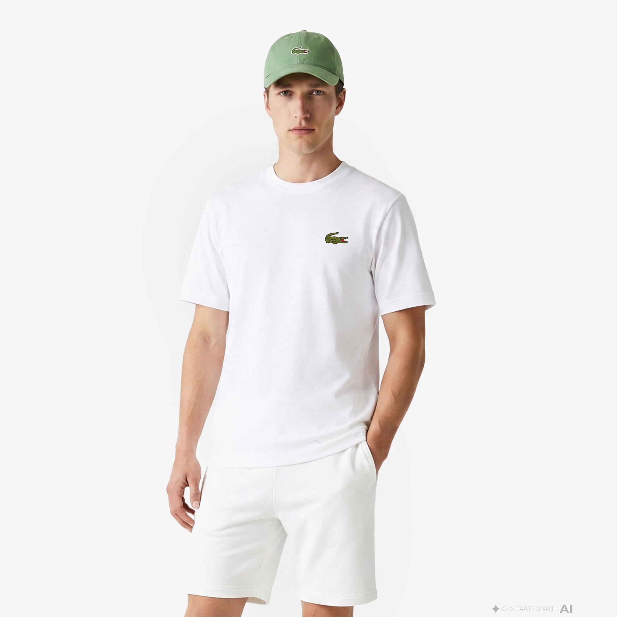 Lacoste Unisex Loose Fit Bisiklet Yaka Organik Pamuk Beyaz T-Shirt
