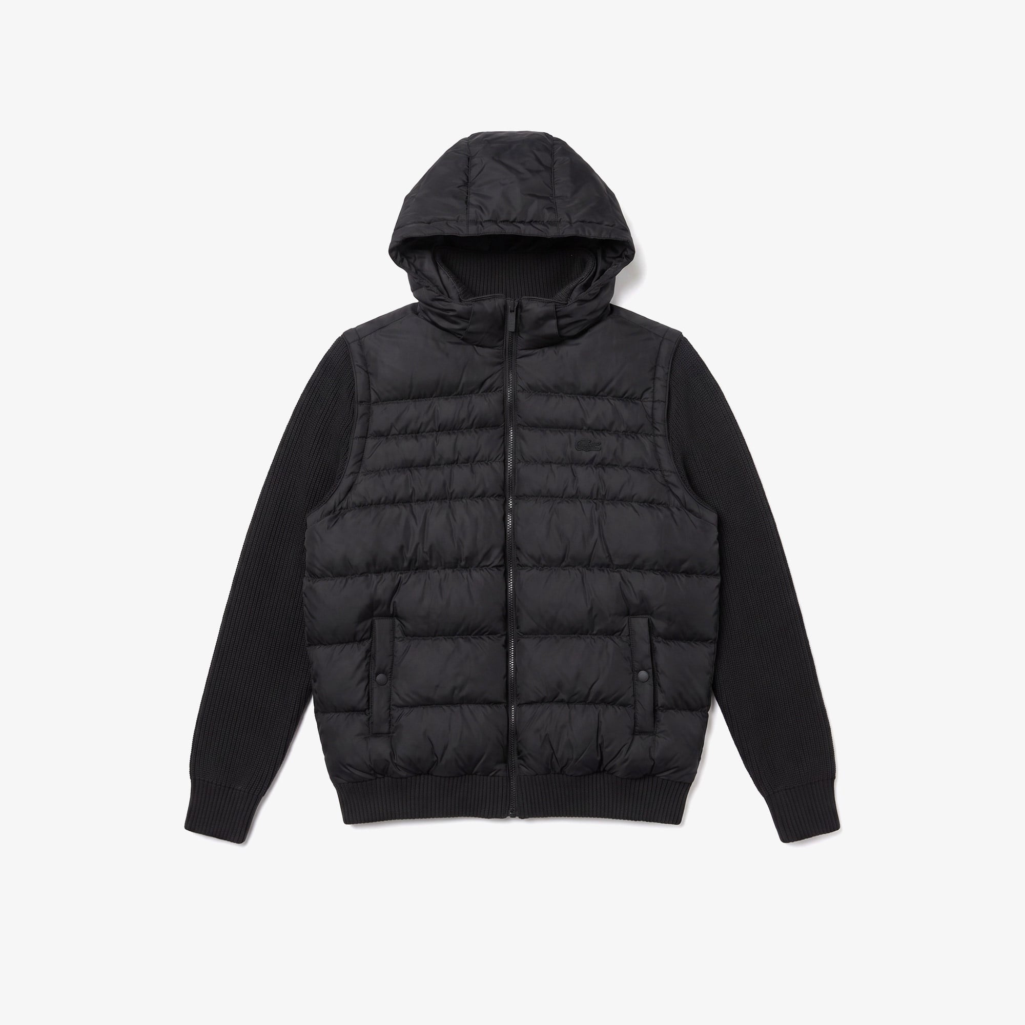 Erkek Slim Fit Kapüşonlu Siyah Mont