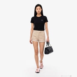 Kadın Slim Fit Bisiklet Yaka Siyah T-Shirt Siyah