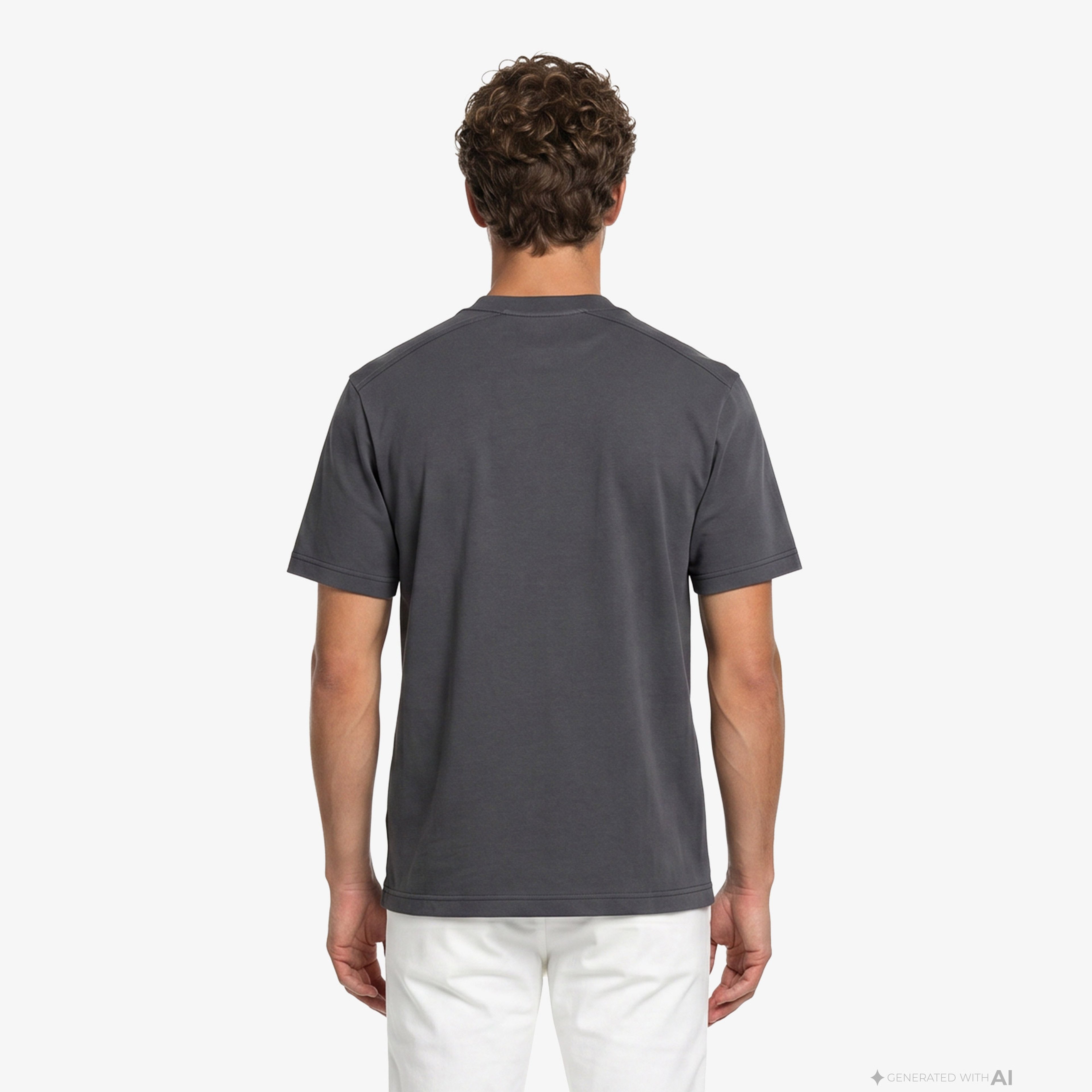 Erkek Relaxed Fit Bisiklet Yaka Koyu Gri T-Shirt