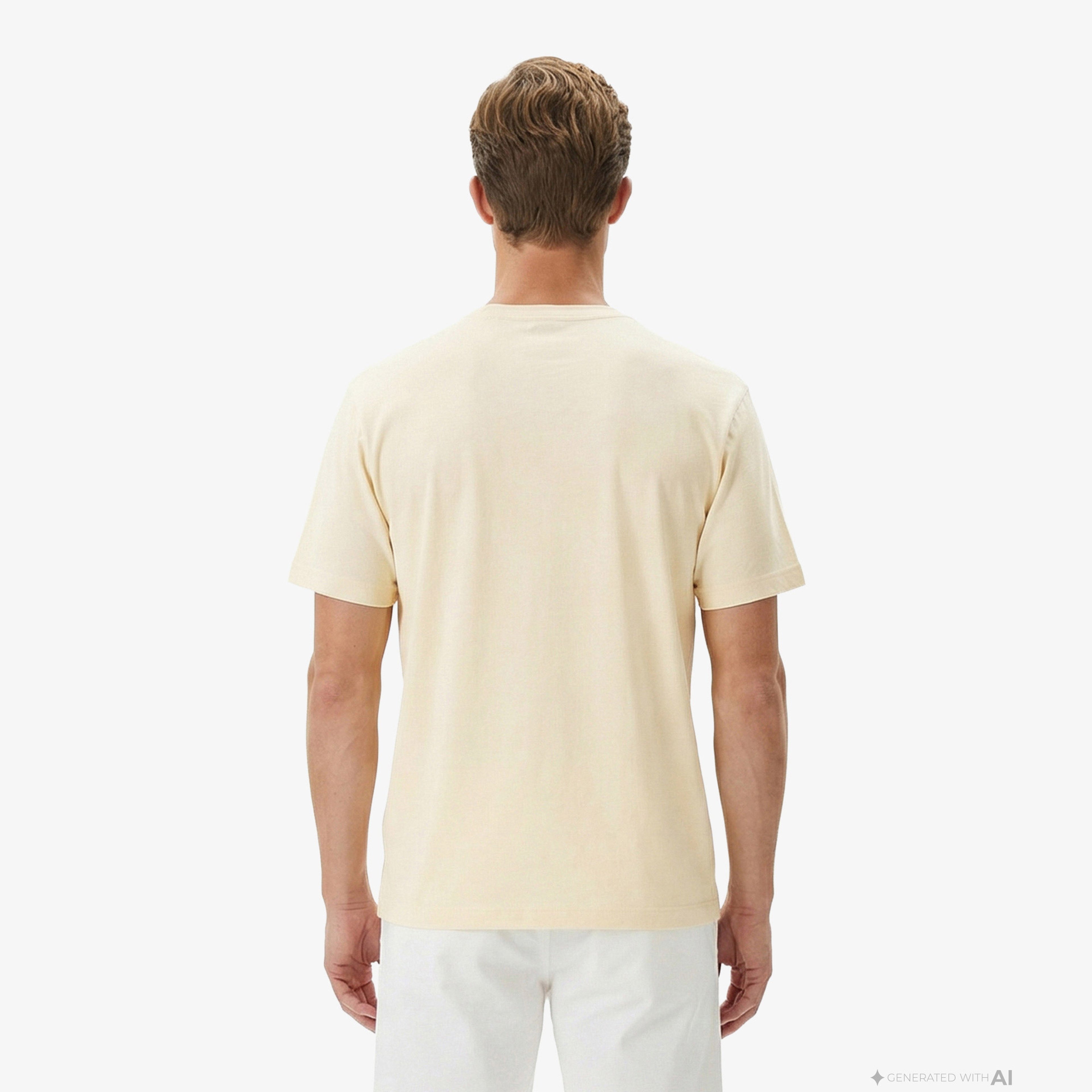 Erkek Relaxed Fit Bisiklet Yaka Bej T-Shirt