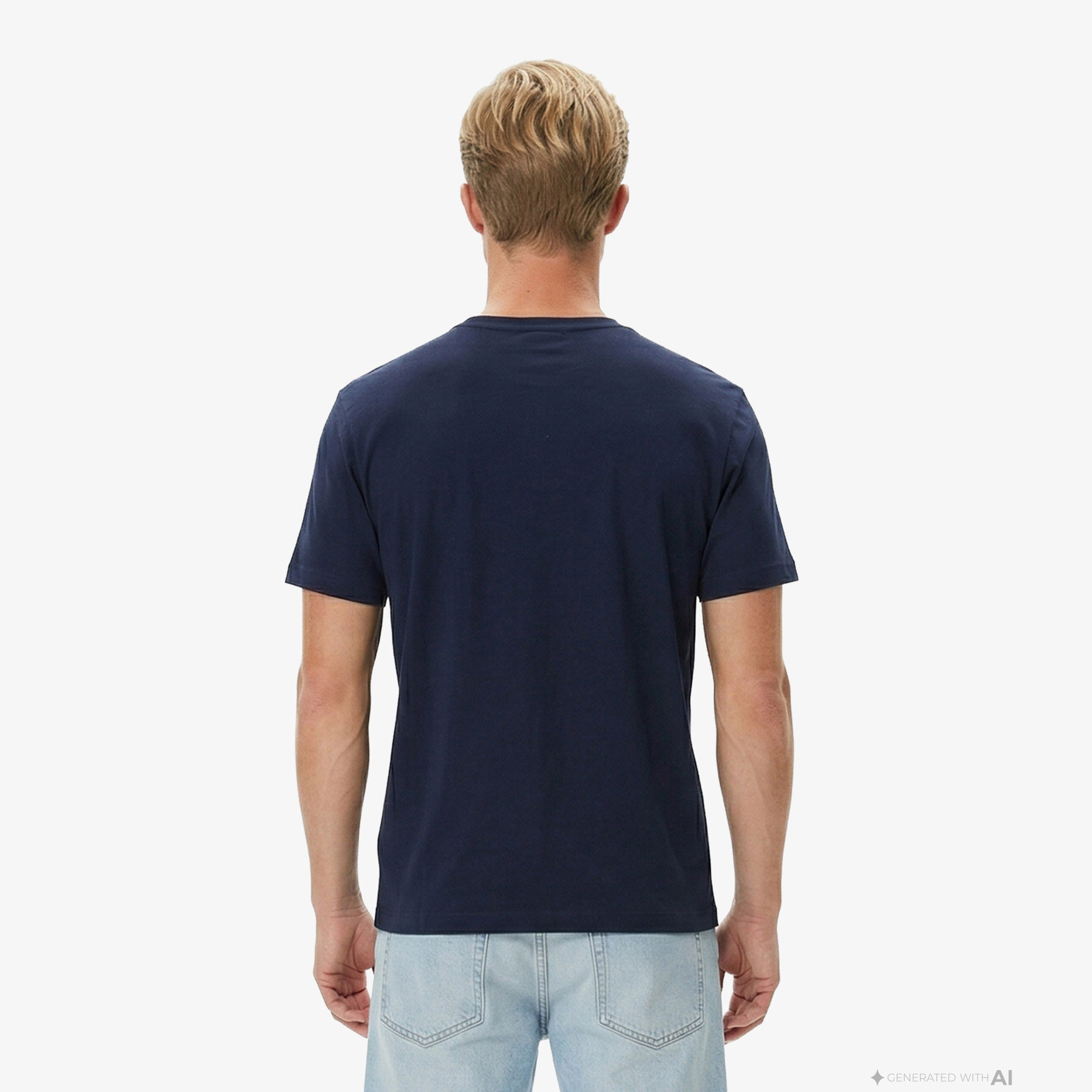 Erkek Relaxed Fit Bisiklet Yaka Lacivert T-Shirt Erkek Relaxed Fit Bisiklet Yaka Lacivert T-Shirt
