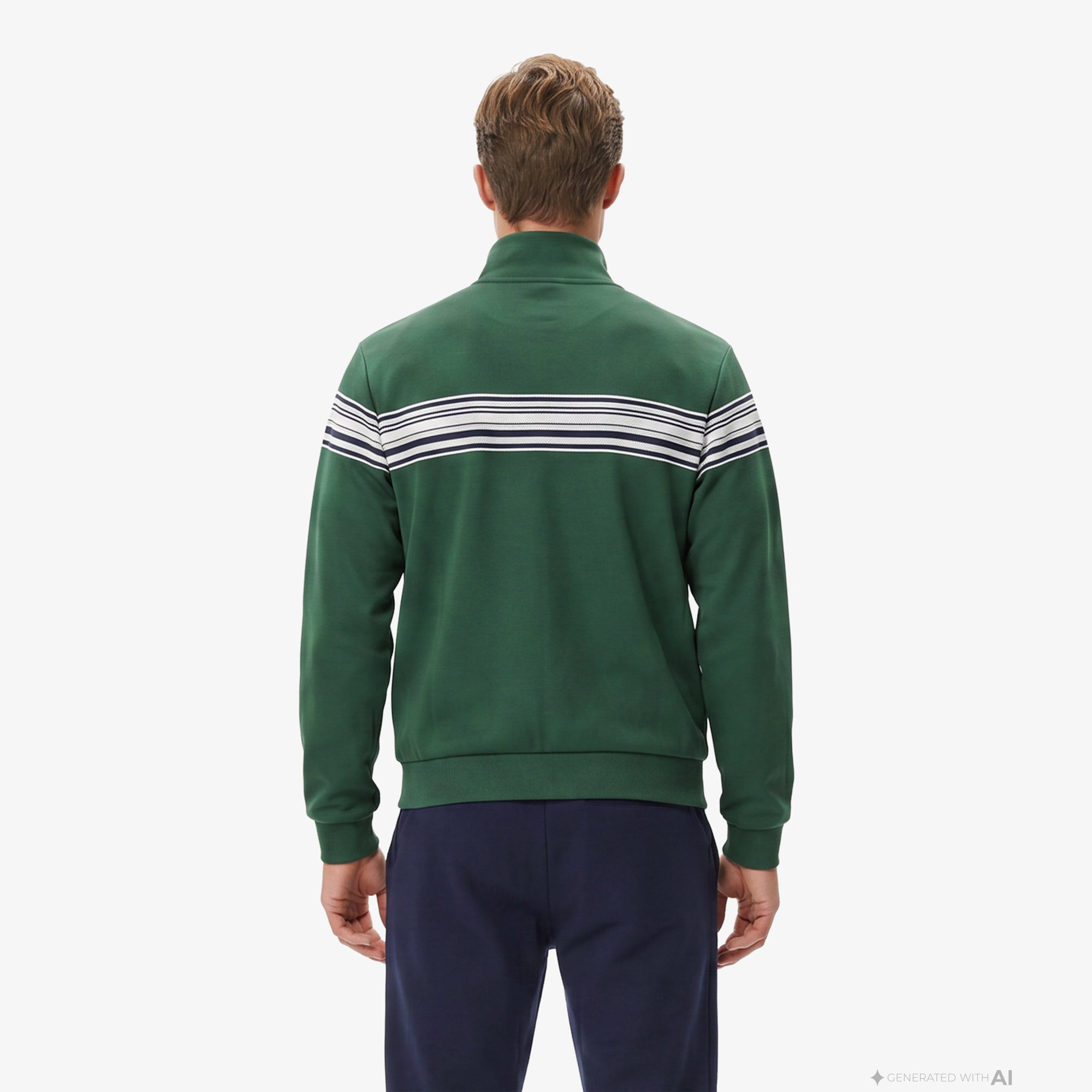 Lacoste Erkek Regular Fit Fermuarlı Renk Bloklu Yeşil Sweatshirt görsel 3