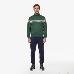 Erkek Regular Fit Fermuarlı Renk Bloklu Yeşil Sweatshirt Yeşil