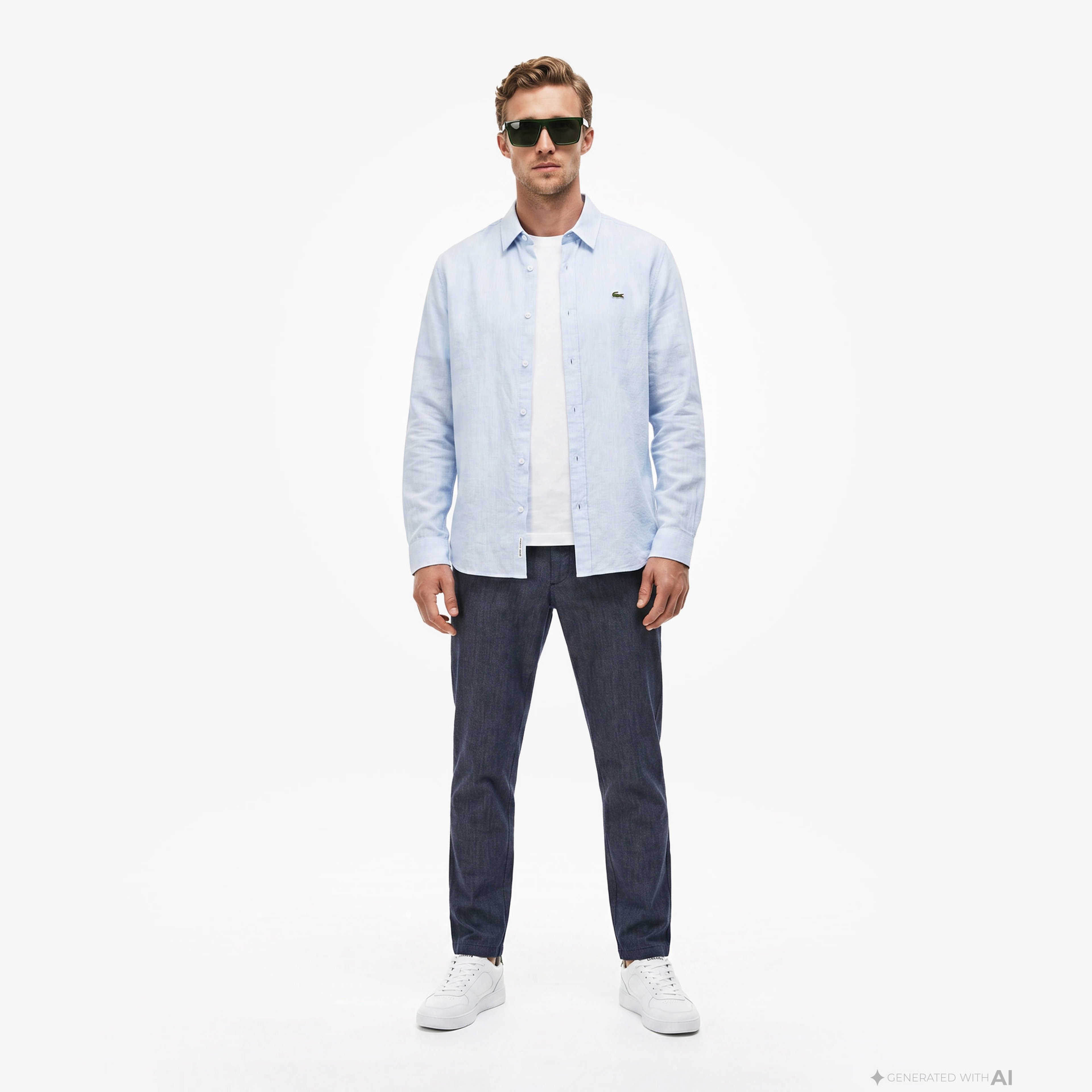 Erkek Slim Fit Mavi Chino Pantolon