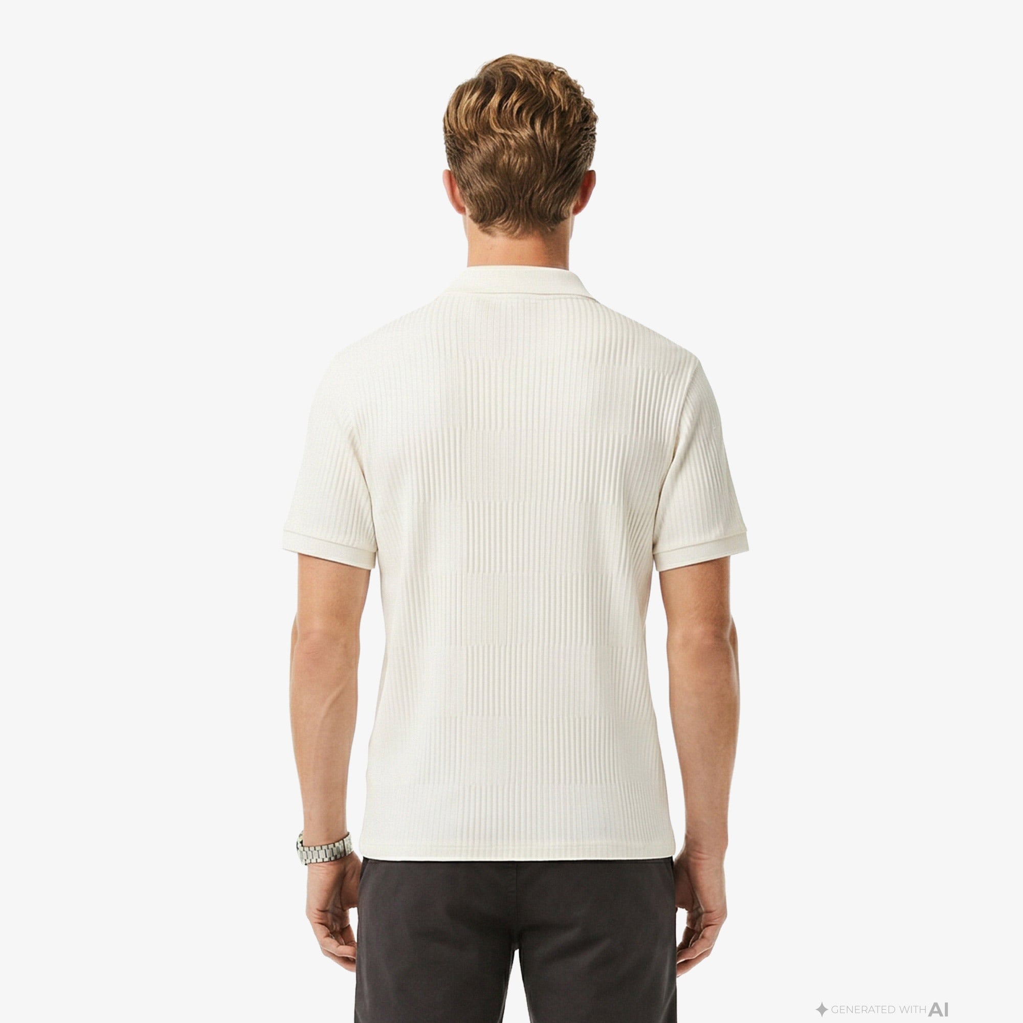 Erkek Regular Fit Çizgili Beyaz Polo