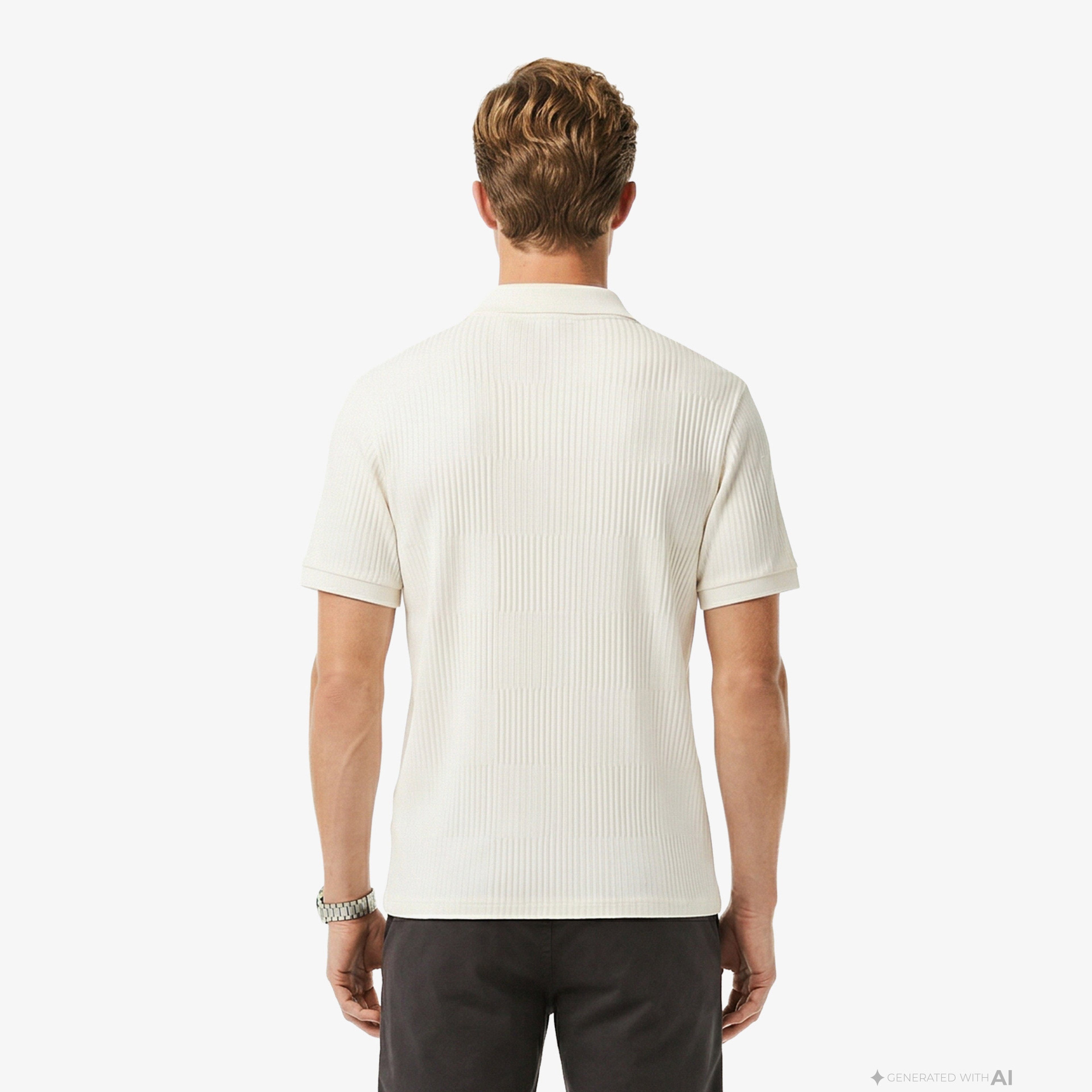 Erkek Regular Fit Çizgili Beyaz Polo Erkek Regular Fit Çizgili Beyaz Polo