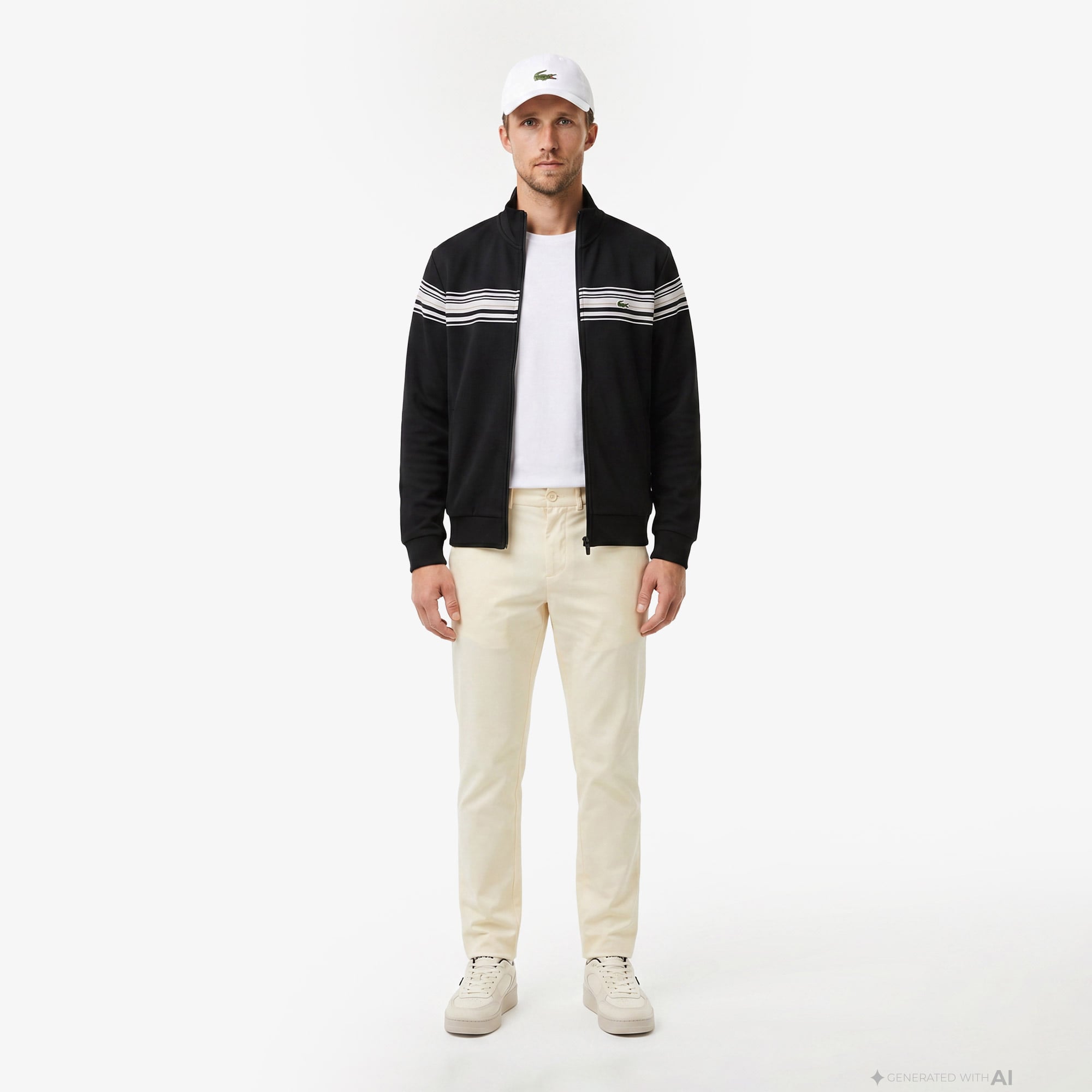 Lacoste Erkek Regular Fit Fermuarlı Renk Bloklu Siyah Sweatshirt görsel 4