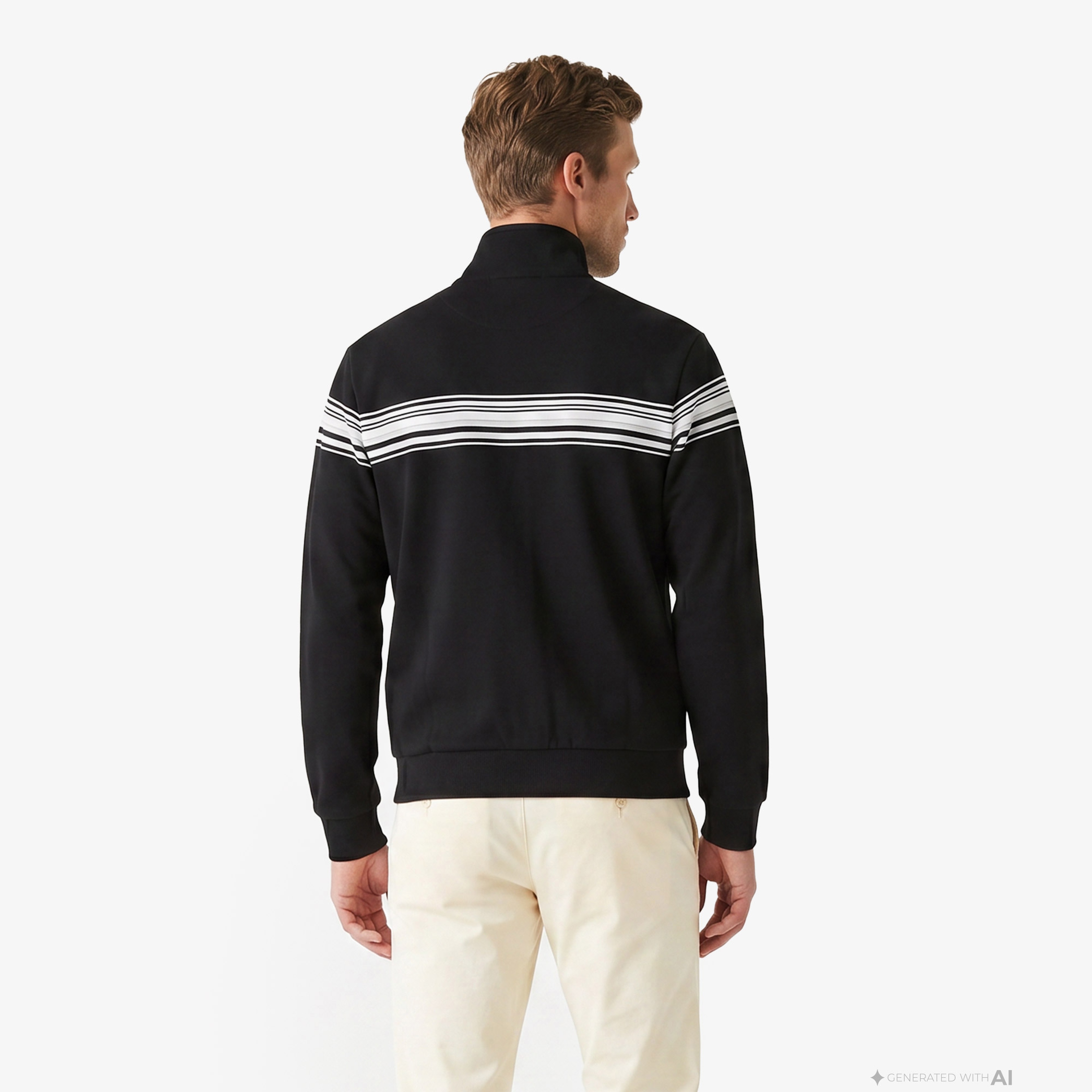 Erkek Regular Fit Fermuarlı Renk Bloklu Siyah Sweatshirt