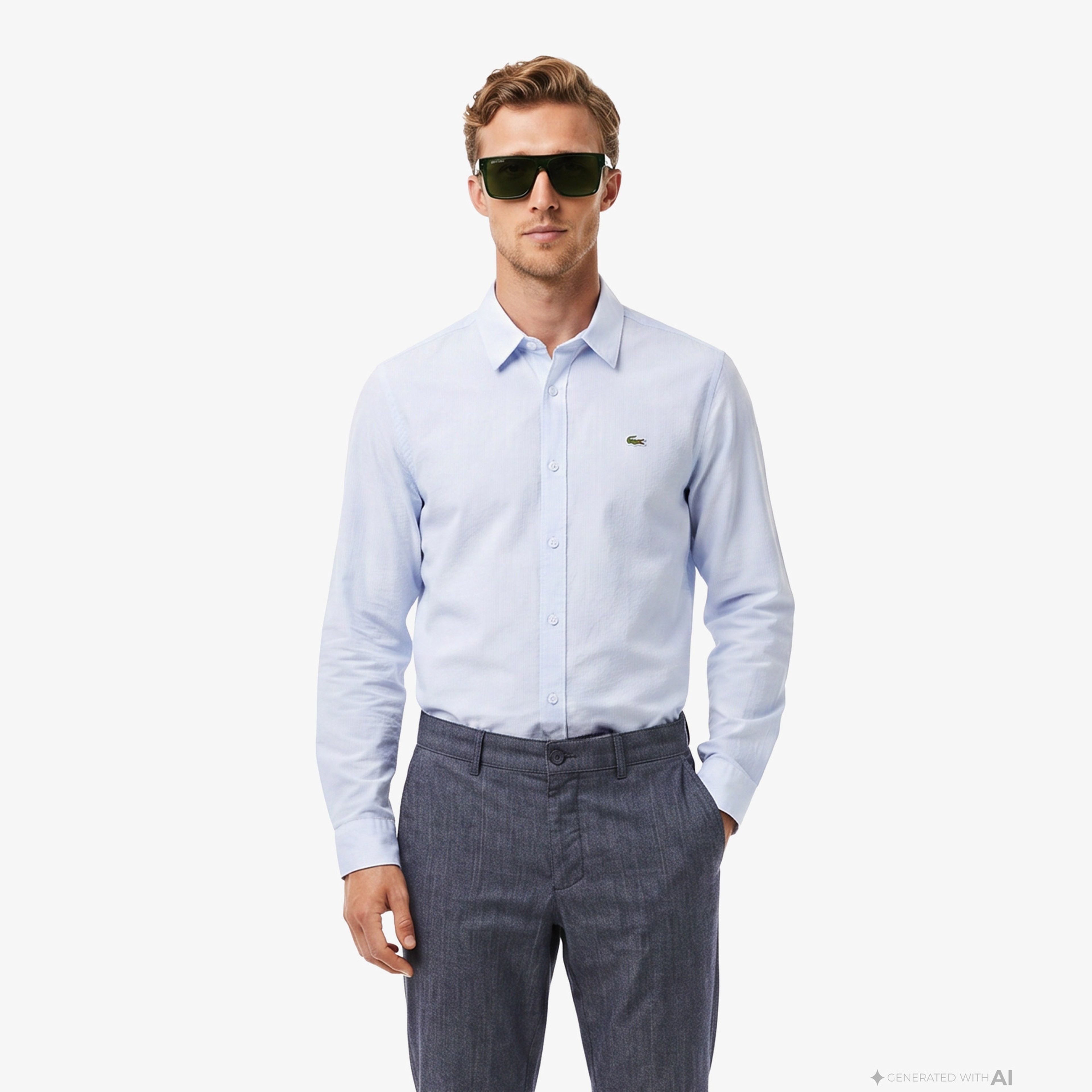 Erkek Slim Fit Mavi Chino Pantolon