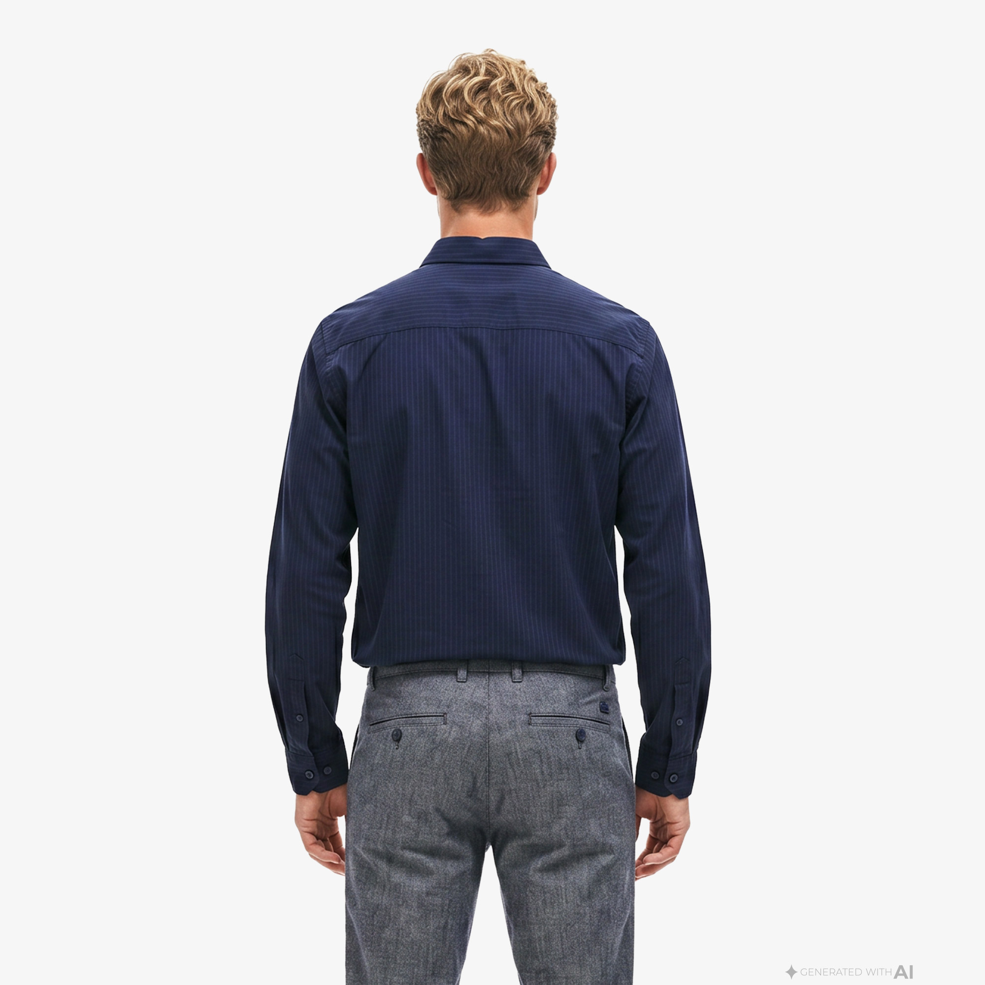 Lacoste Erkek Regular Fit Düğmeli Yaka Çizgili Lacivert Gömlek görsel 2
