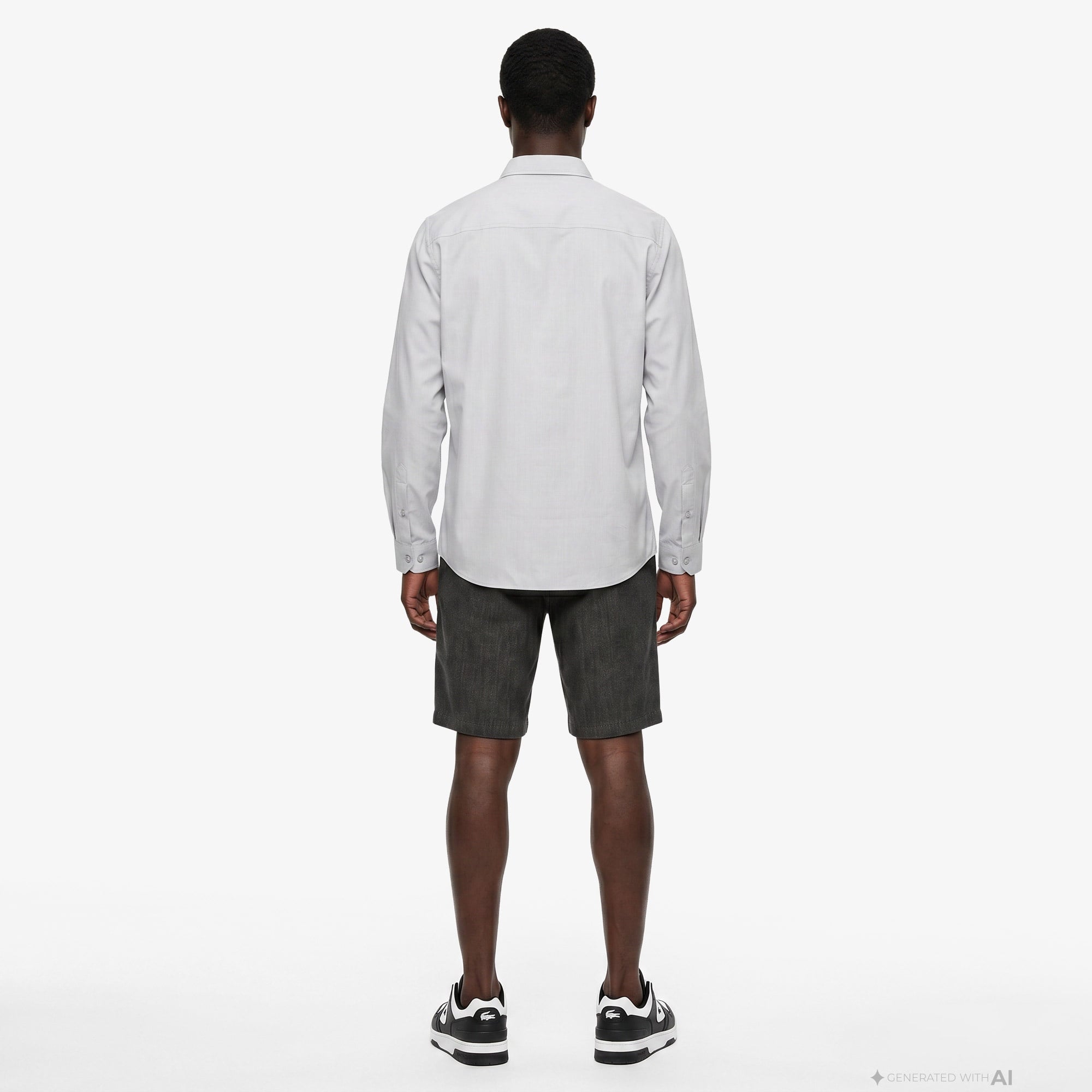 Erkek Slim Fit Düğmeli Yaka Gri Gömlek
