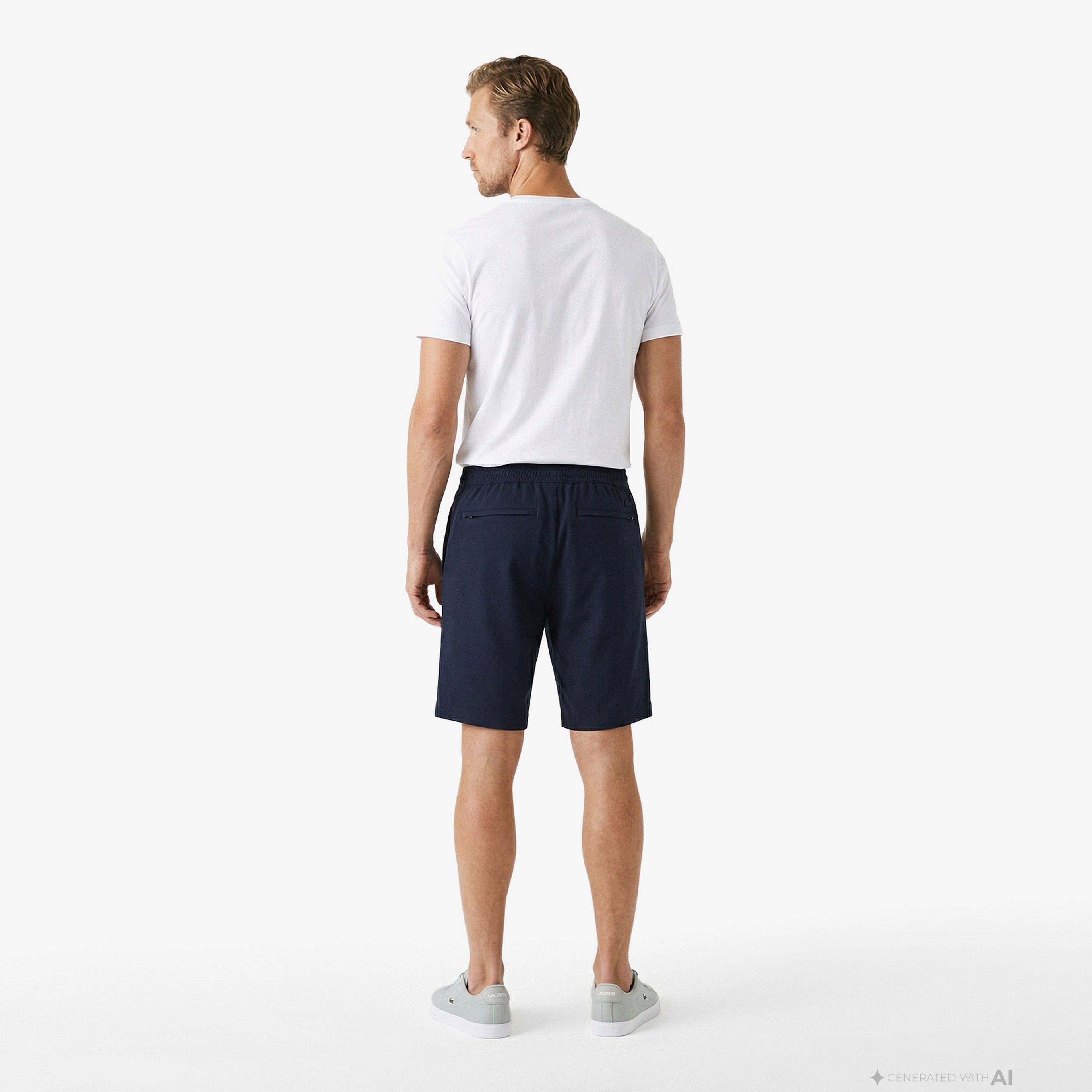Erkek Tapered Fit Keten Lacivert Bermuda Şort Erkek Tapered Fit Keten Lacivert Bermuda Şort