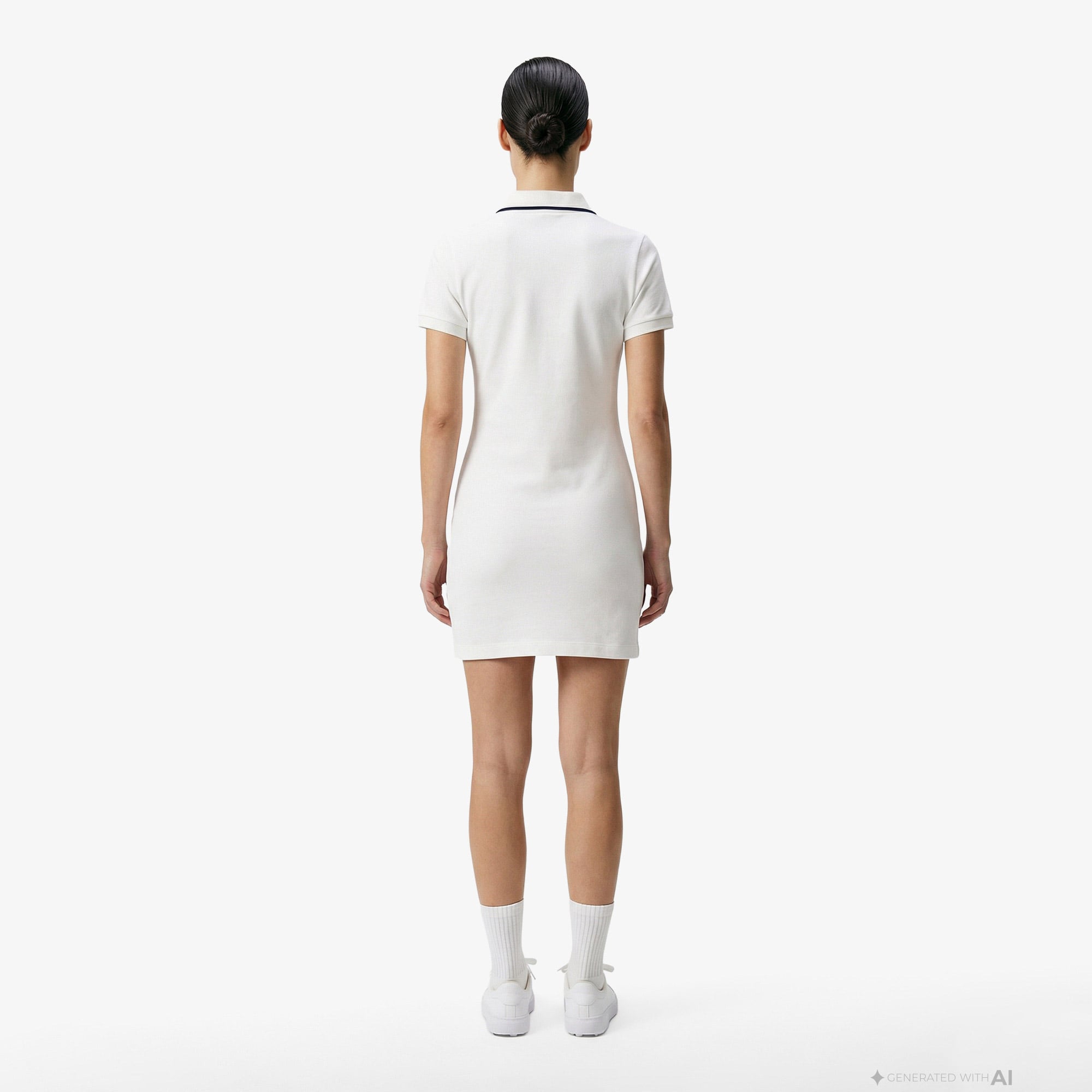 Lacoste Kadın Classic Fit Kısa Kollu Polo Yaka Beyaz Elbise görsel 2