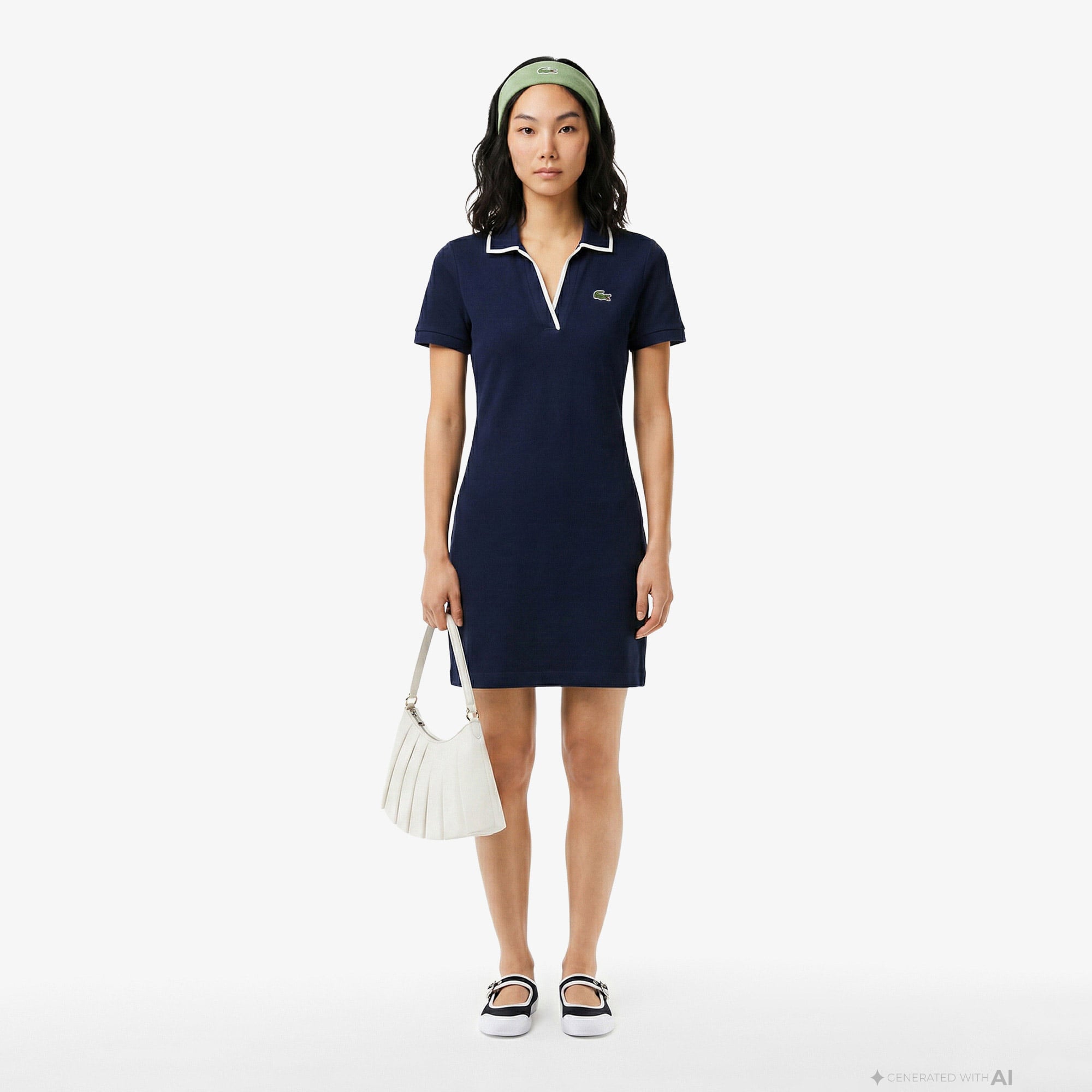 Lacoste Kadın Classic Fit Kısa Kollu Polo Yaka Lacivert Elbise