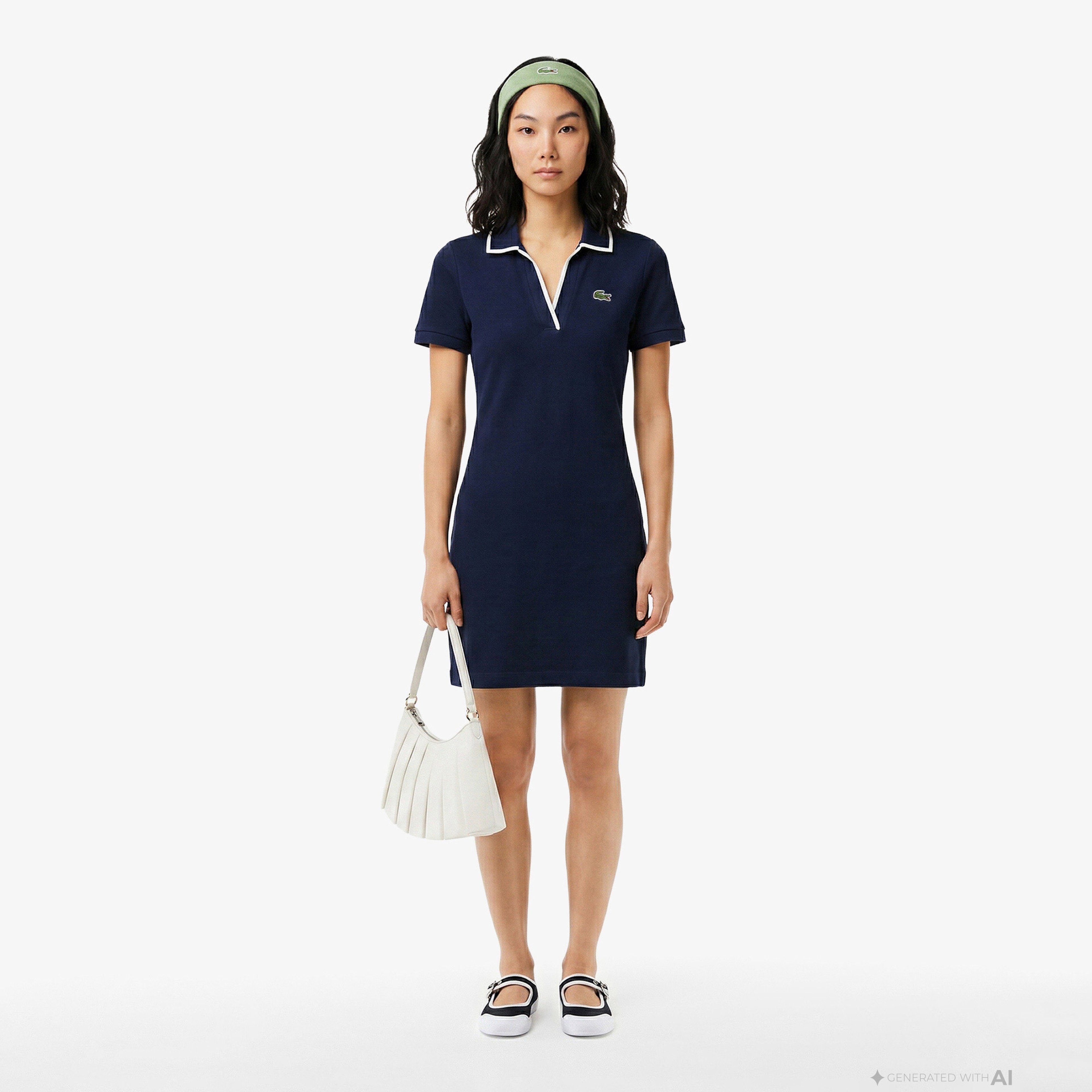 Kadın Classic Fit Kısa Kollu Polo Yaka Lacivert Elbise