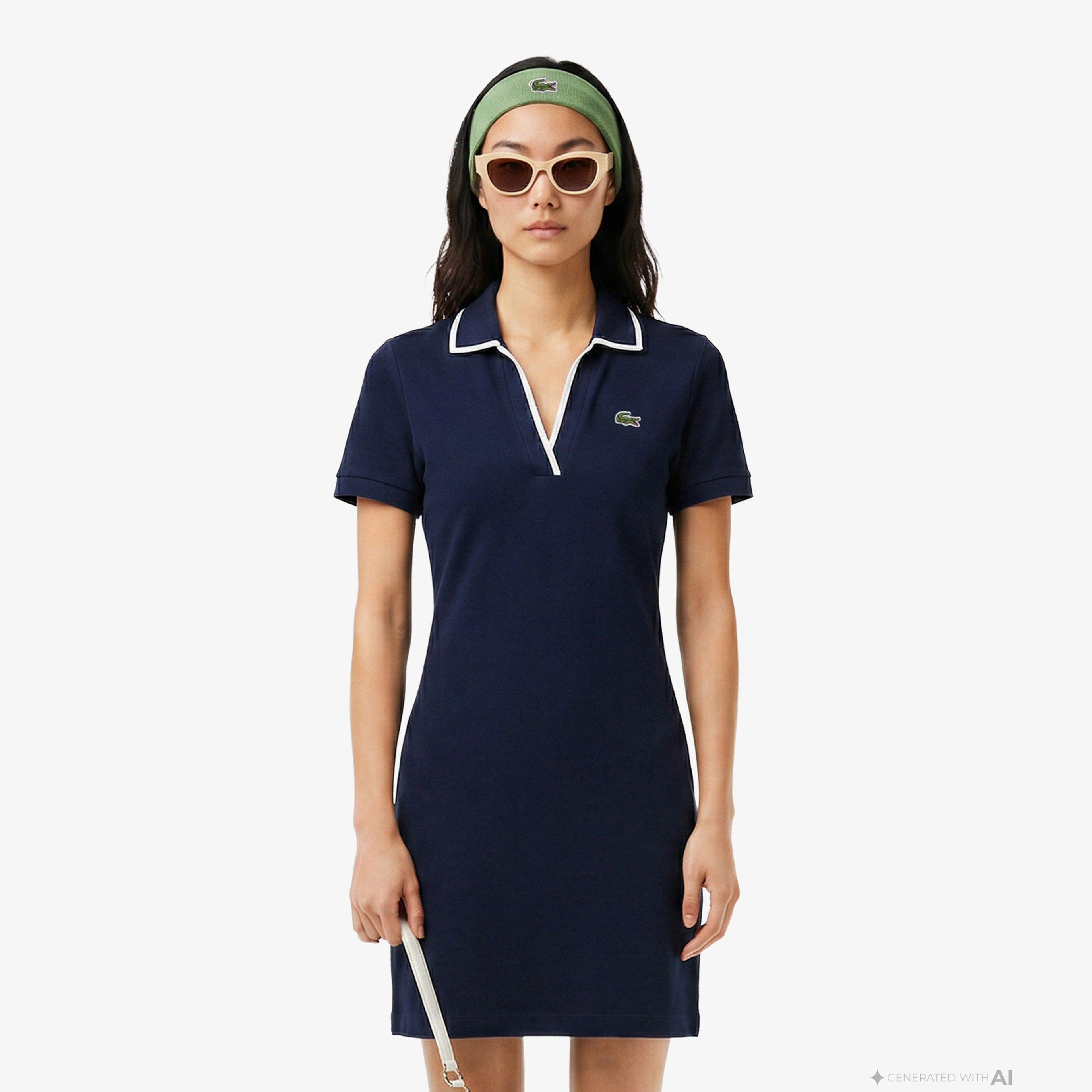 Kadın Classic Fit Kısa Kollu Polo Yaka Lacivert Elbise