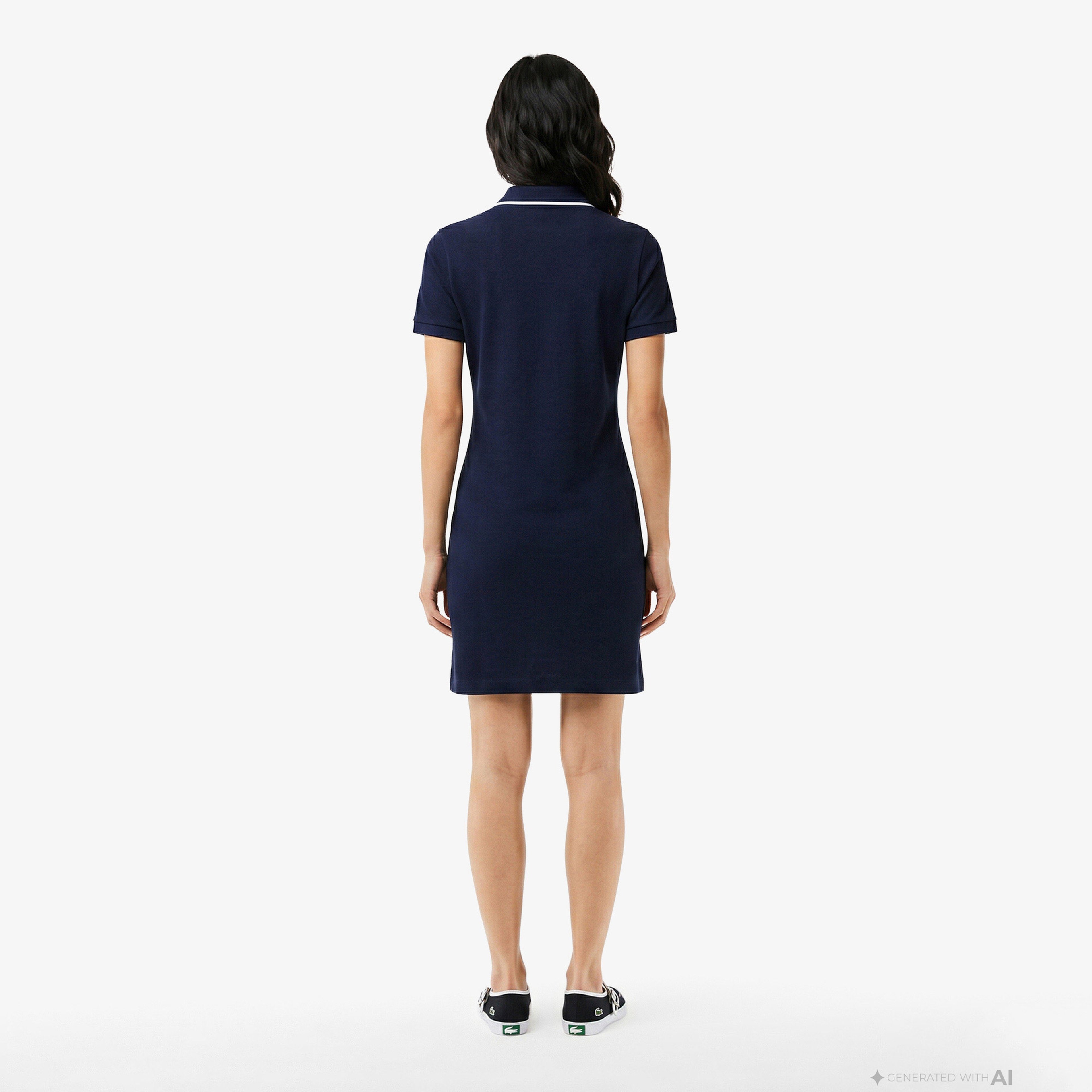 Kadın Classic Fit Kısa Kollu Polo Yaka Lacivert Elbise
