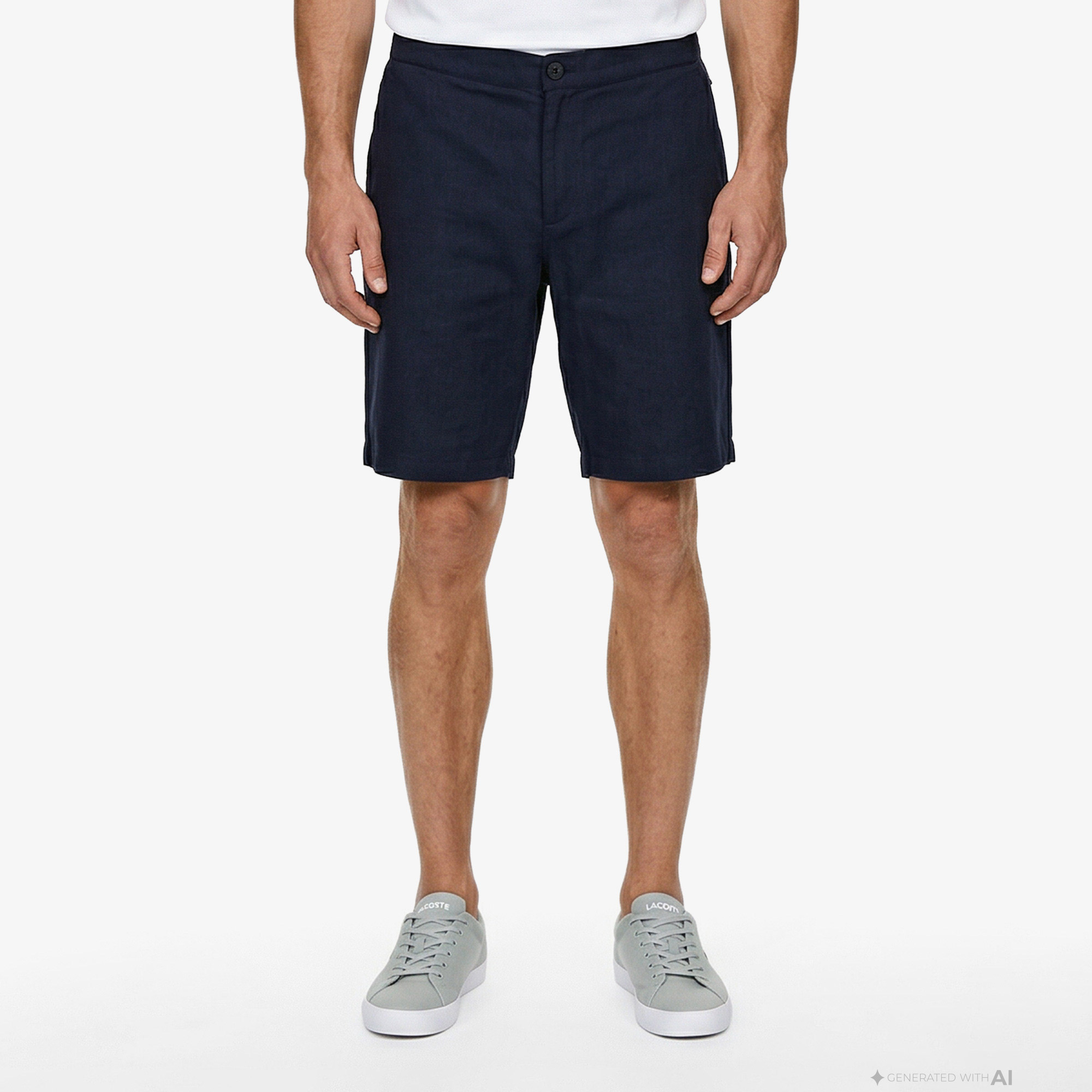 Lacoste Erkek Tapered Fit Keten Lacivert Bermuda Şort görsel 3