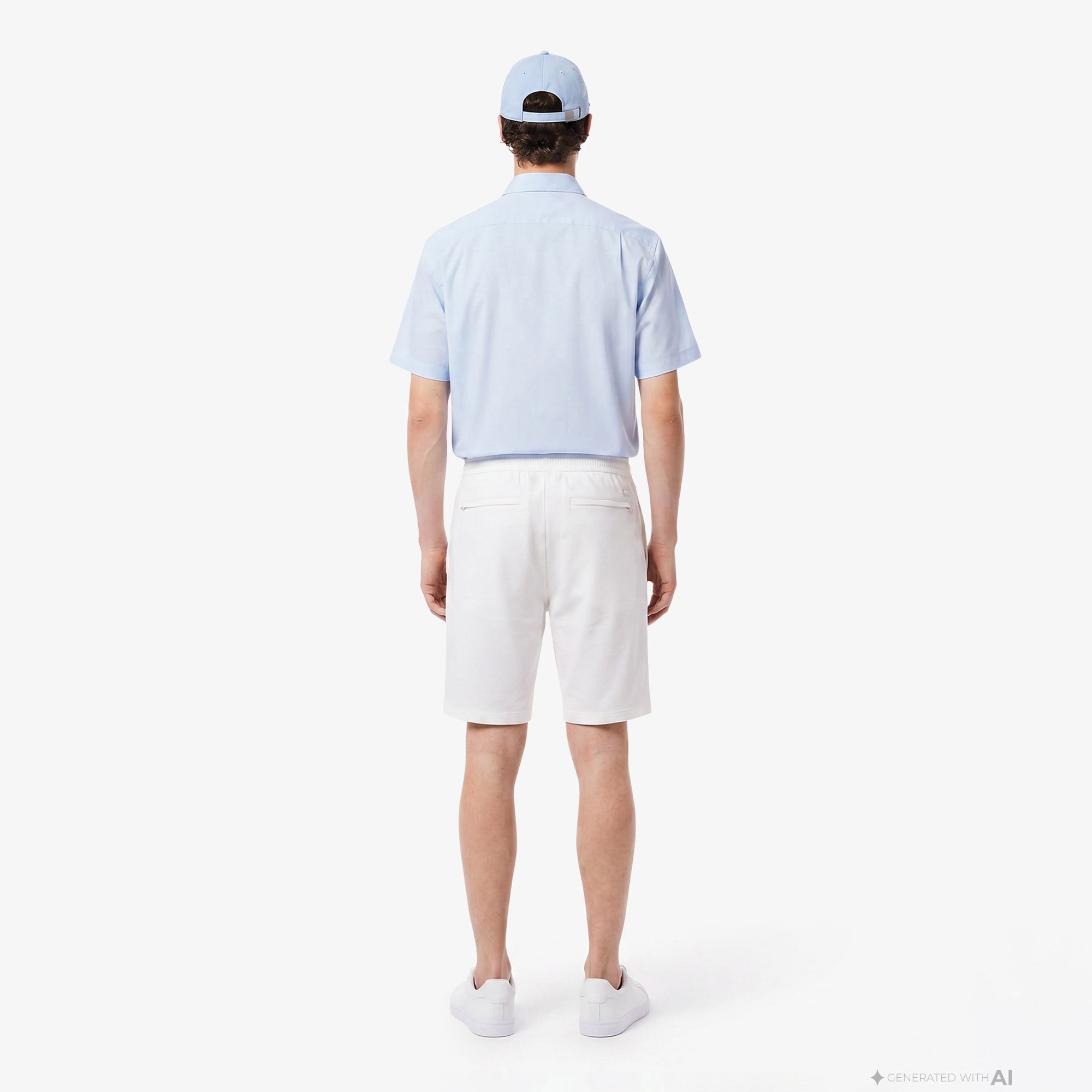 Erkek Tapered Fit Keten Beyaz Bermuda Şort
