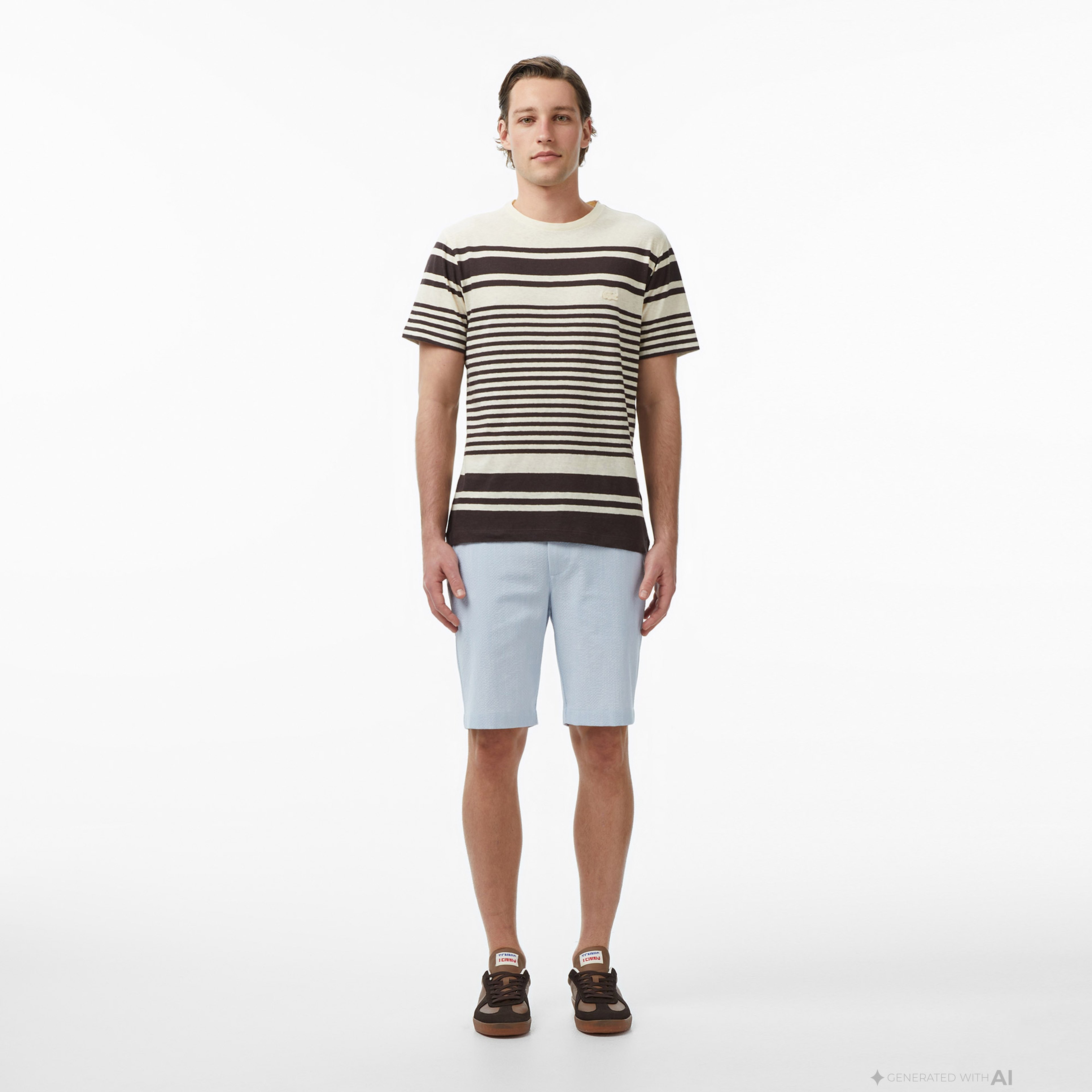 Erkek Tapered Fit Mavi Bermuda Şort