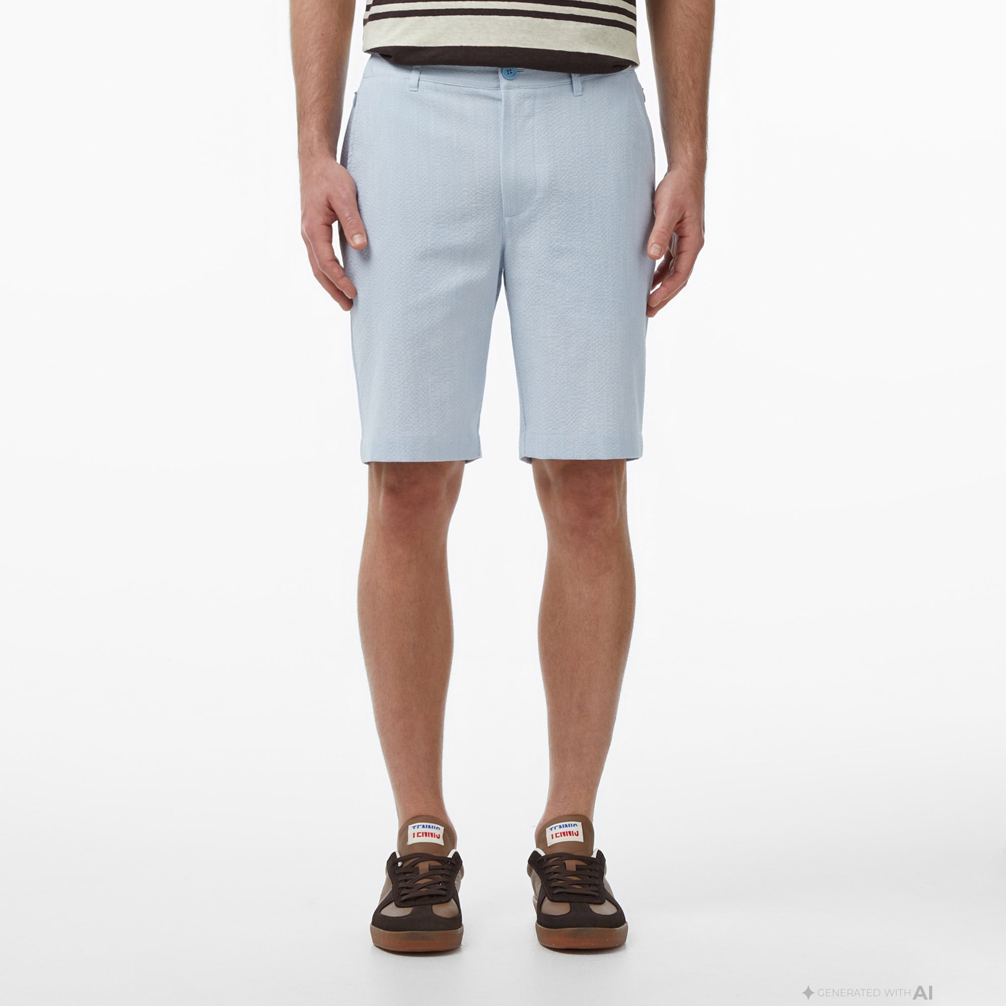 Erkek Tapered Fit Mavi Bermuda Şort