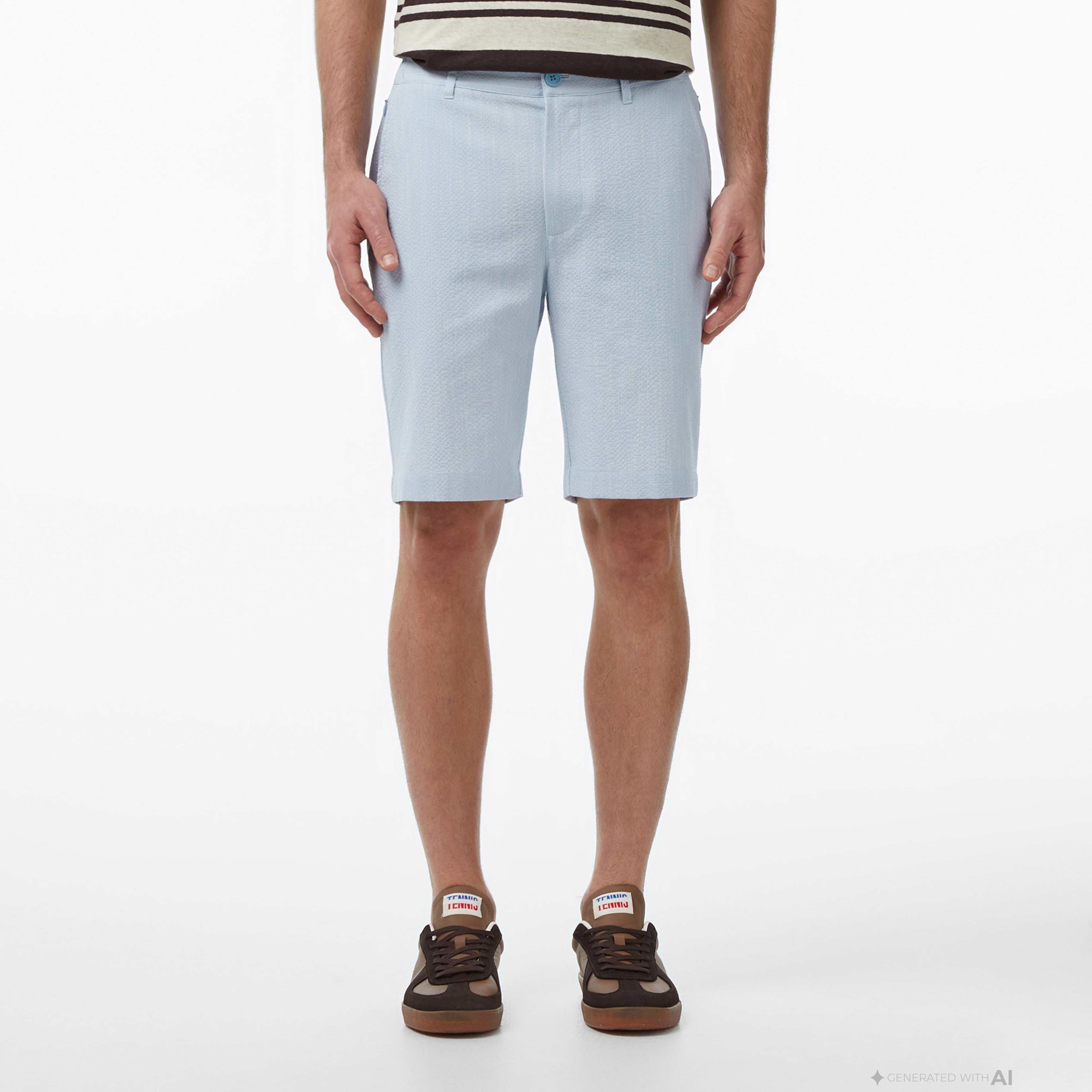 Erkek Tapered Fit Mavi Bermuda Şort
