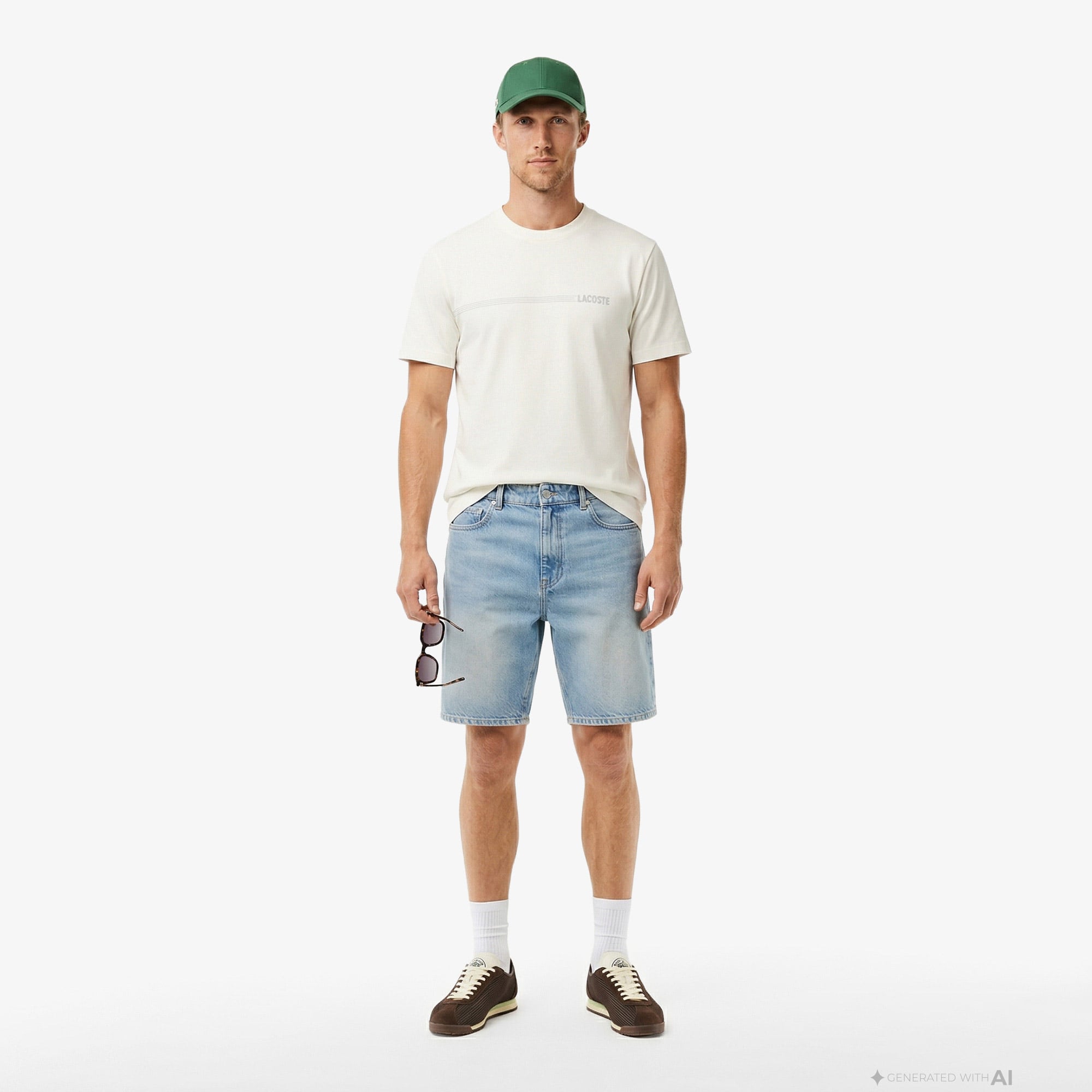 Lacoste Erkek Relaxed Fit Bisiklet Yaka Baskılı Beyaz T-Shirt görsel 3