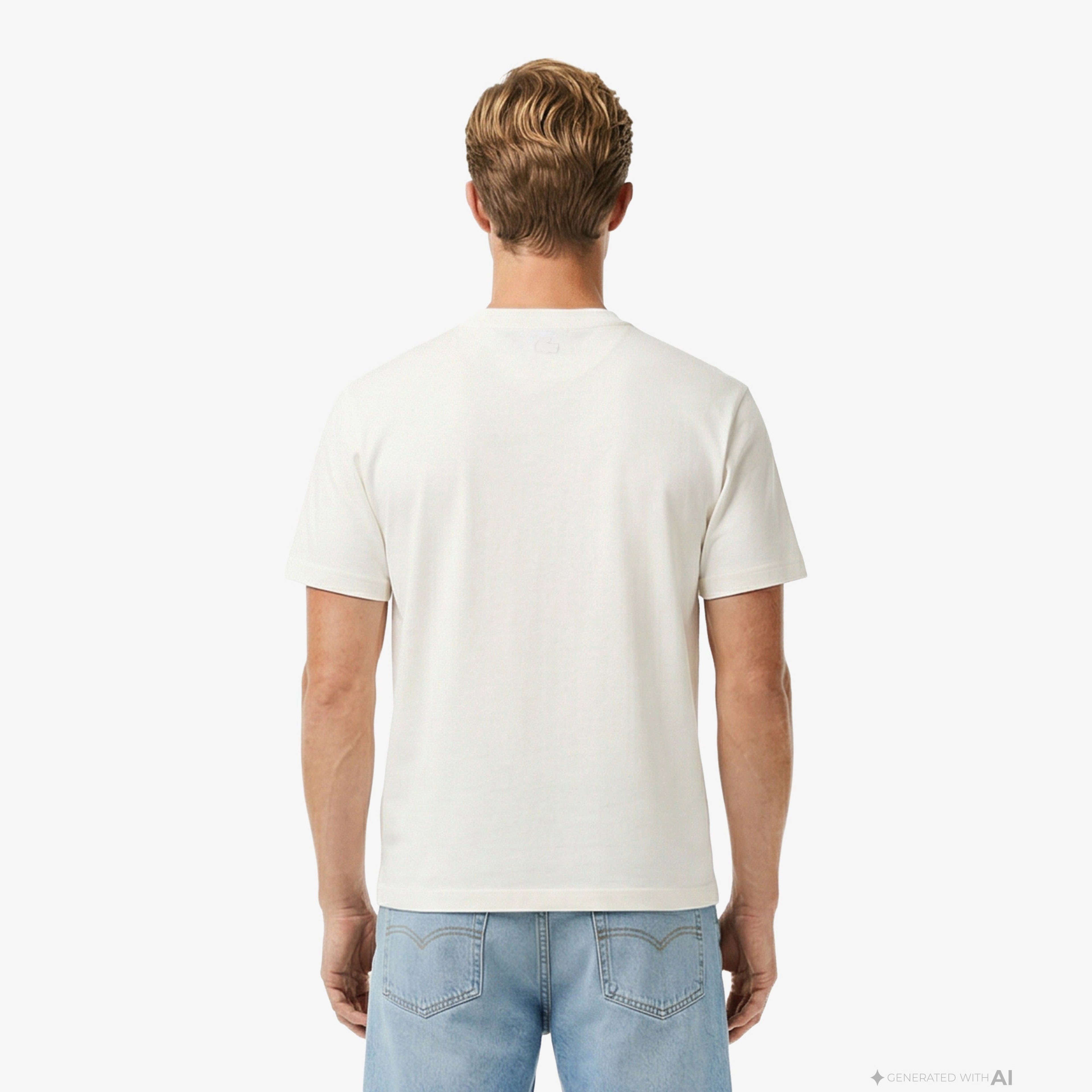 Erkek Relaxed Fit Bisiklet Yaka Baskılı Beyaz T-Shirt