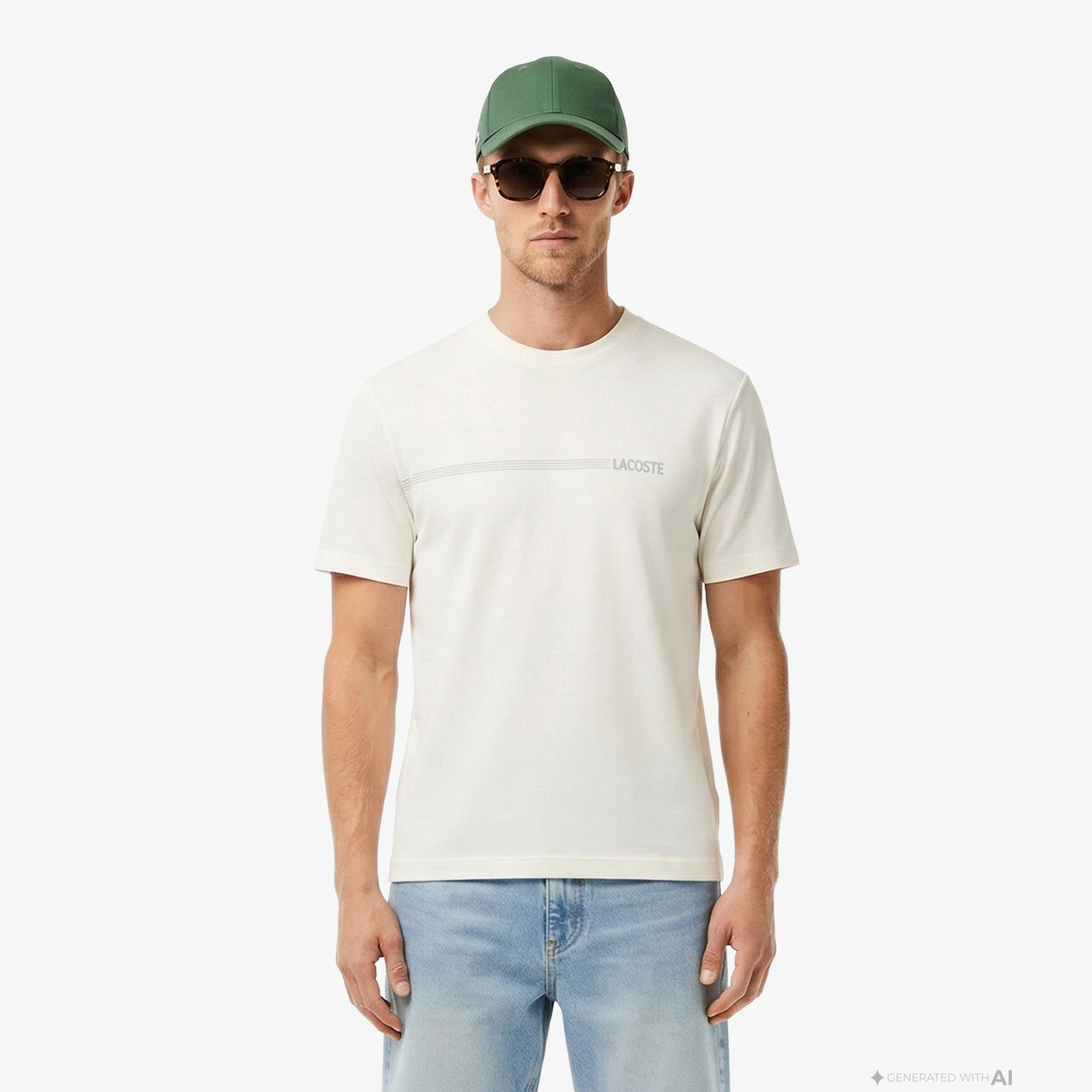 Erkek Relaxed Fit Bisiklet Yaka Baskılı Beyaz T-Shirt