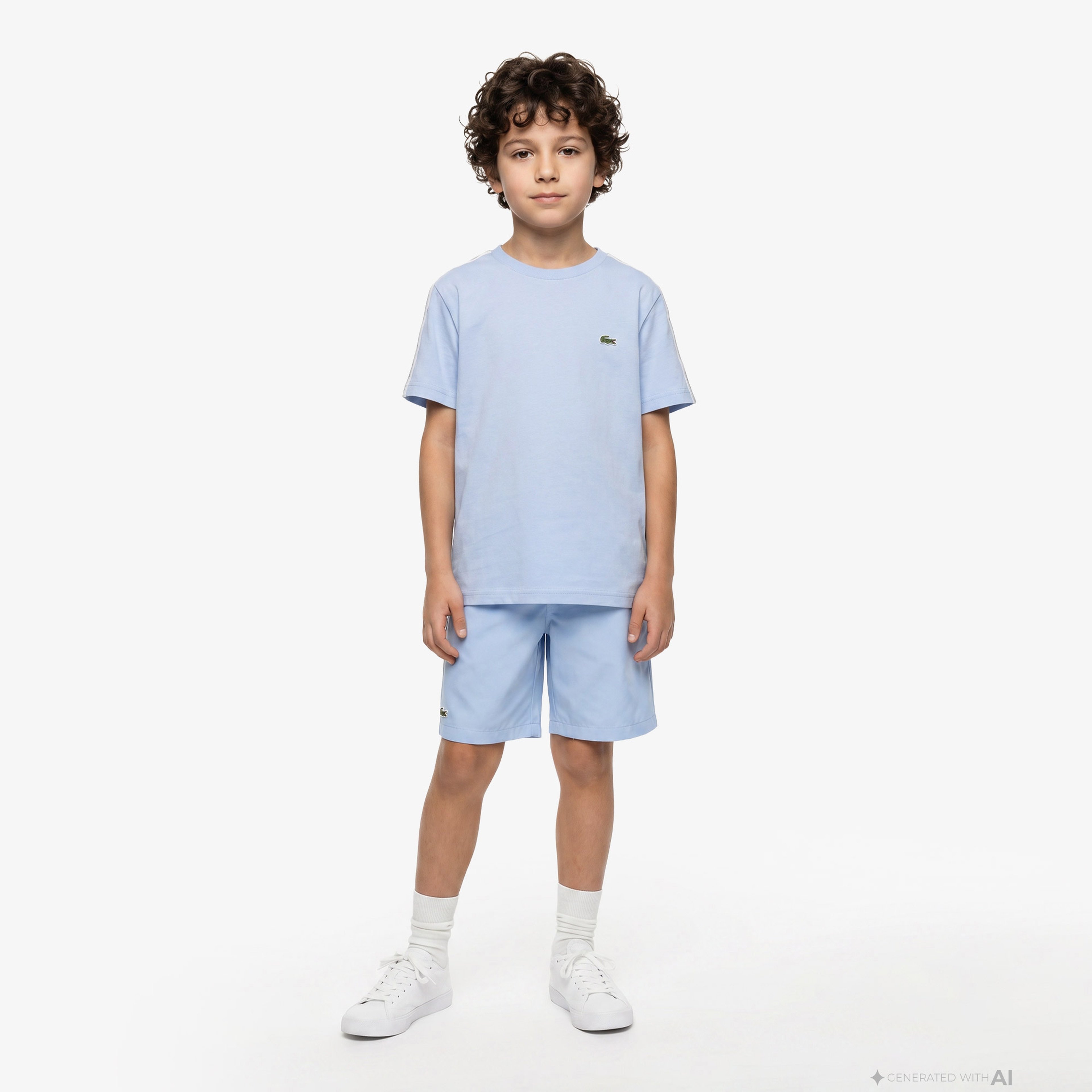 Çocuk Bisiklet Yaka Mavi T-Shirt