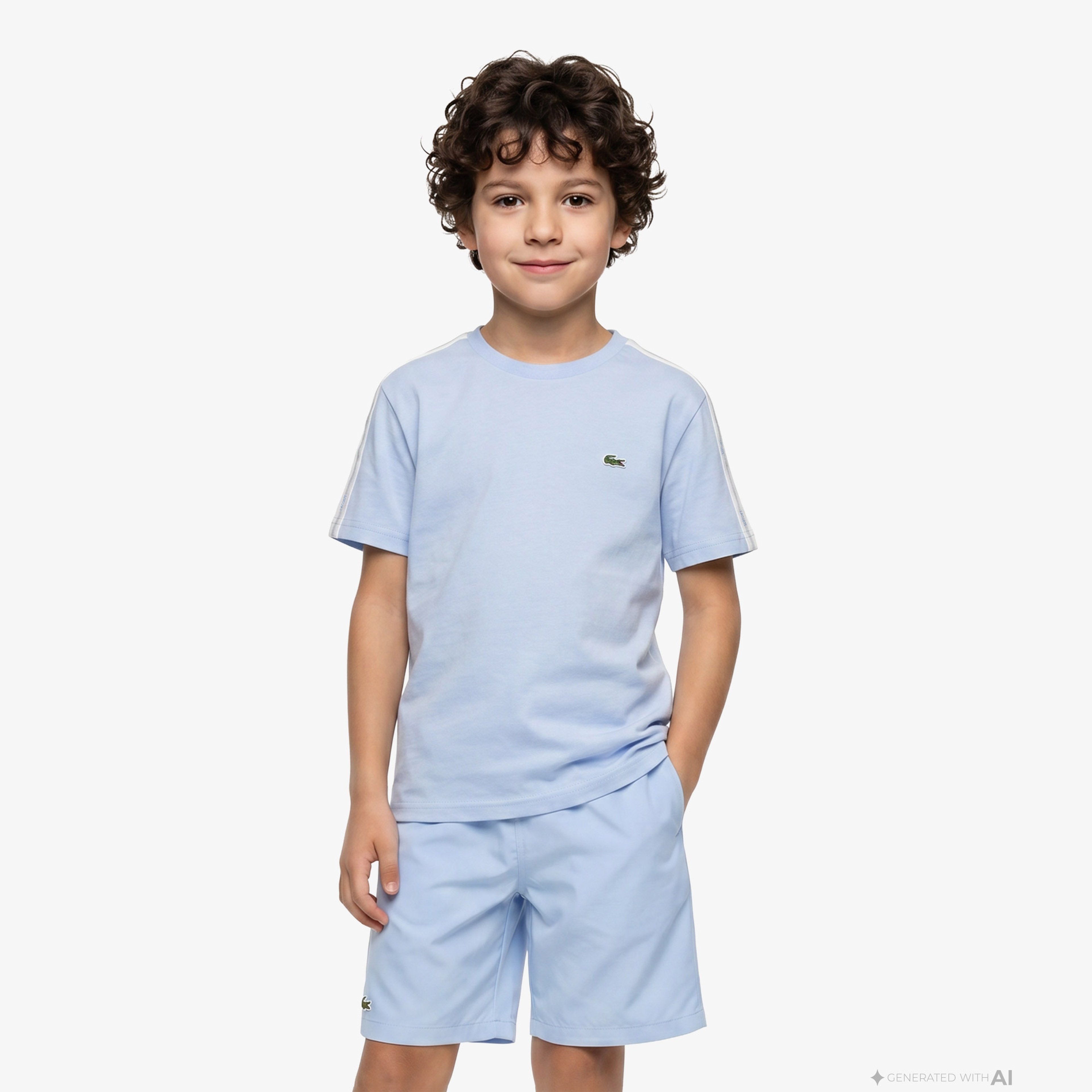 Çocuk Bisiklet Yaka Mavi T-Shirt