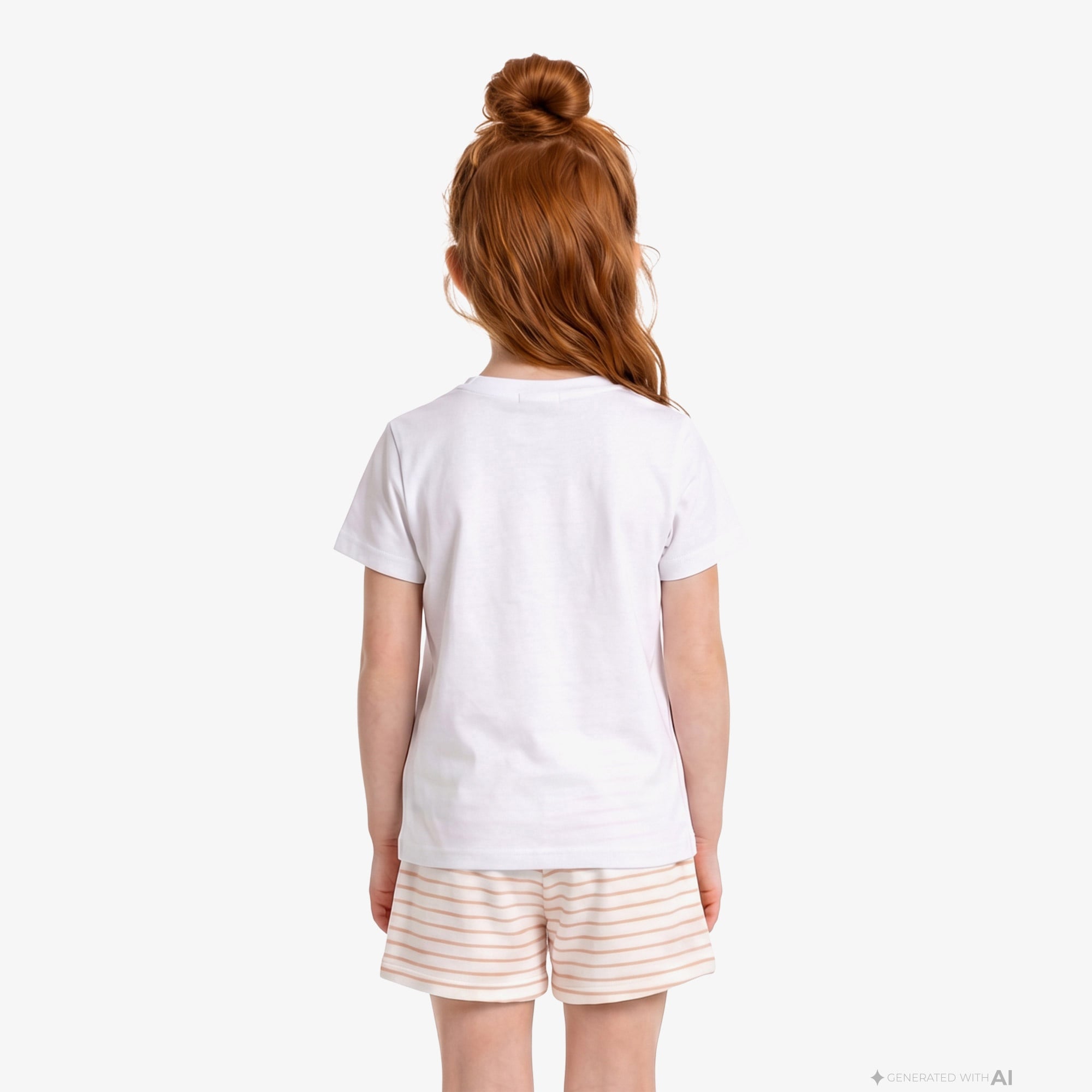 Kız Çocuk Bisiklet Yaka Baskılı Beyaz T-Shirt