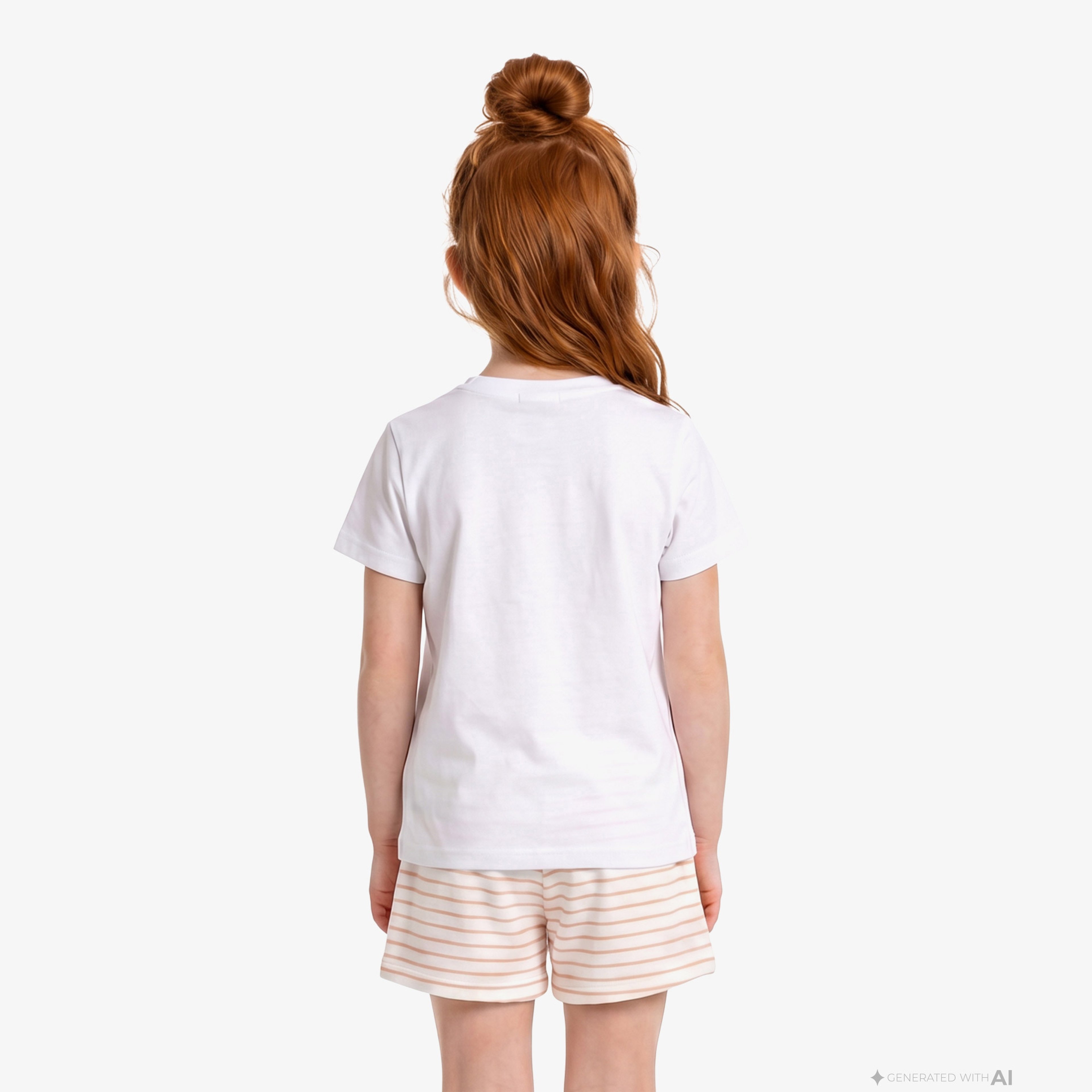 Kız Çocuk Bisiklet Yaka Baskılı Beyaz T-Shirt