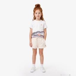 Çocuk Bisiklet Yaka Baskılı Beyaz T-Shirt Beyaz
