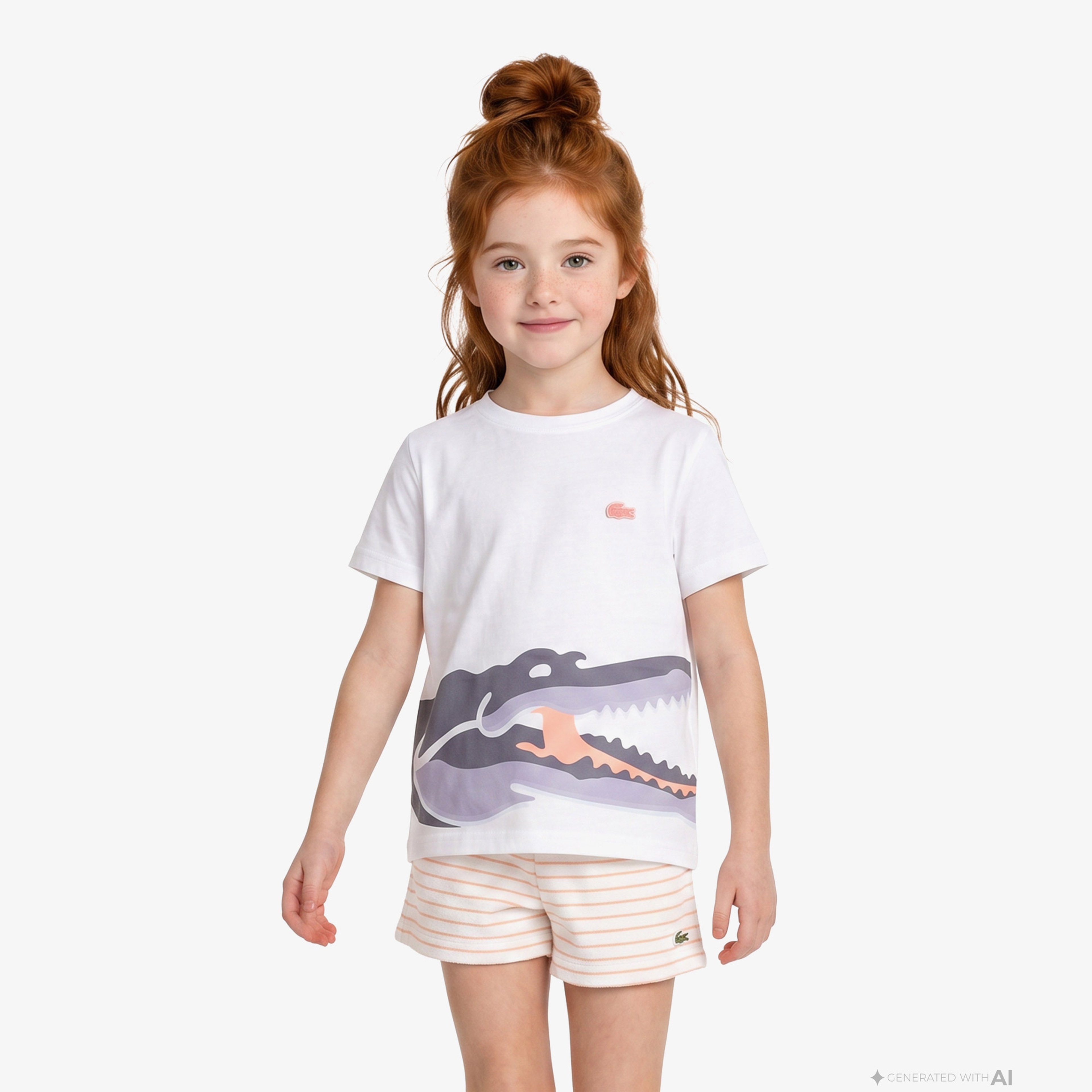 Çocuk Bisiklet Yaka Baskılı Beyaz T-Shirt