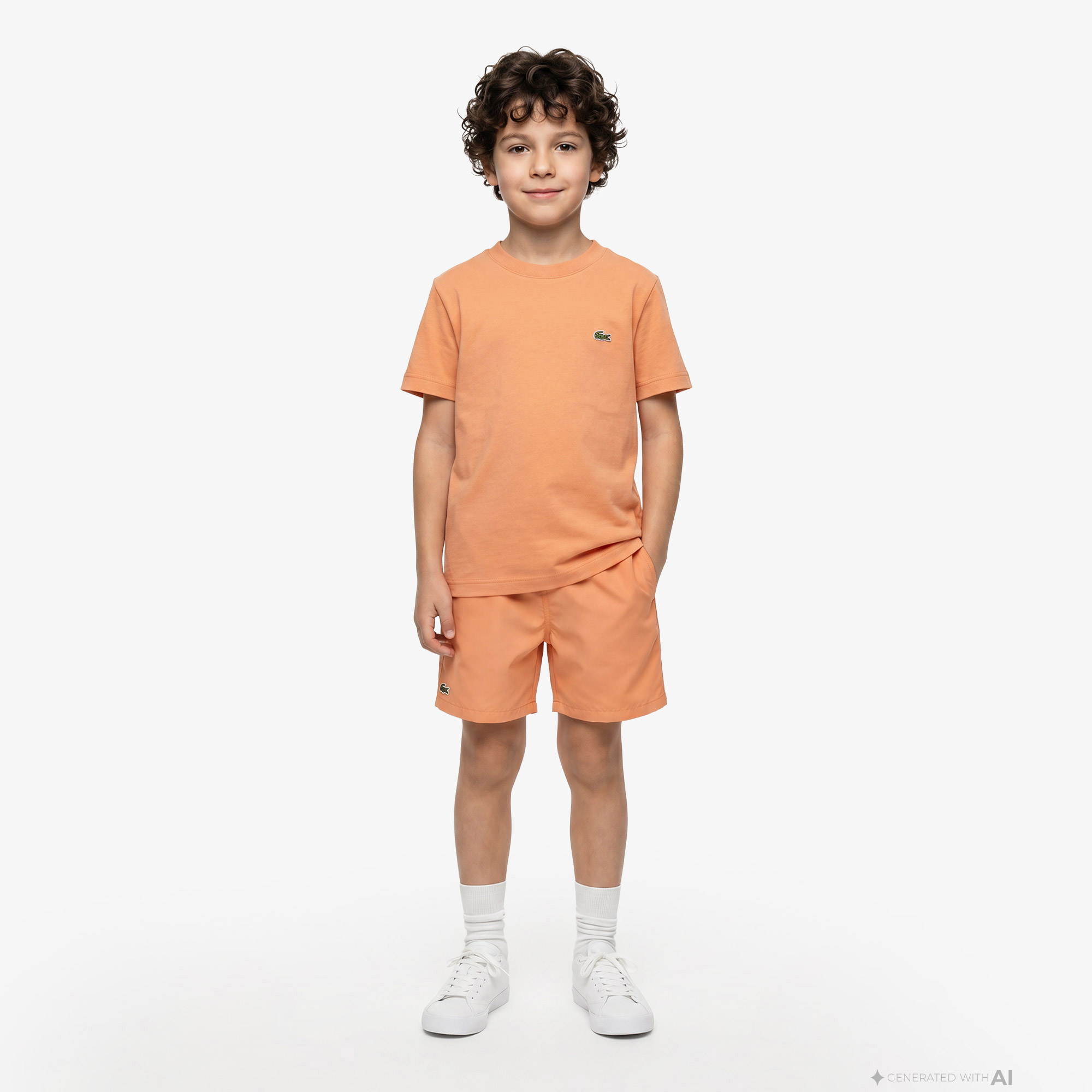 Lacoste Çocuk Bisiklet Yaka Turuncu T-Shirt görsel 4