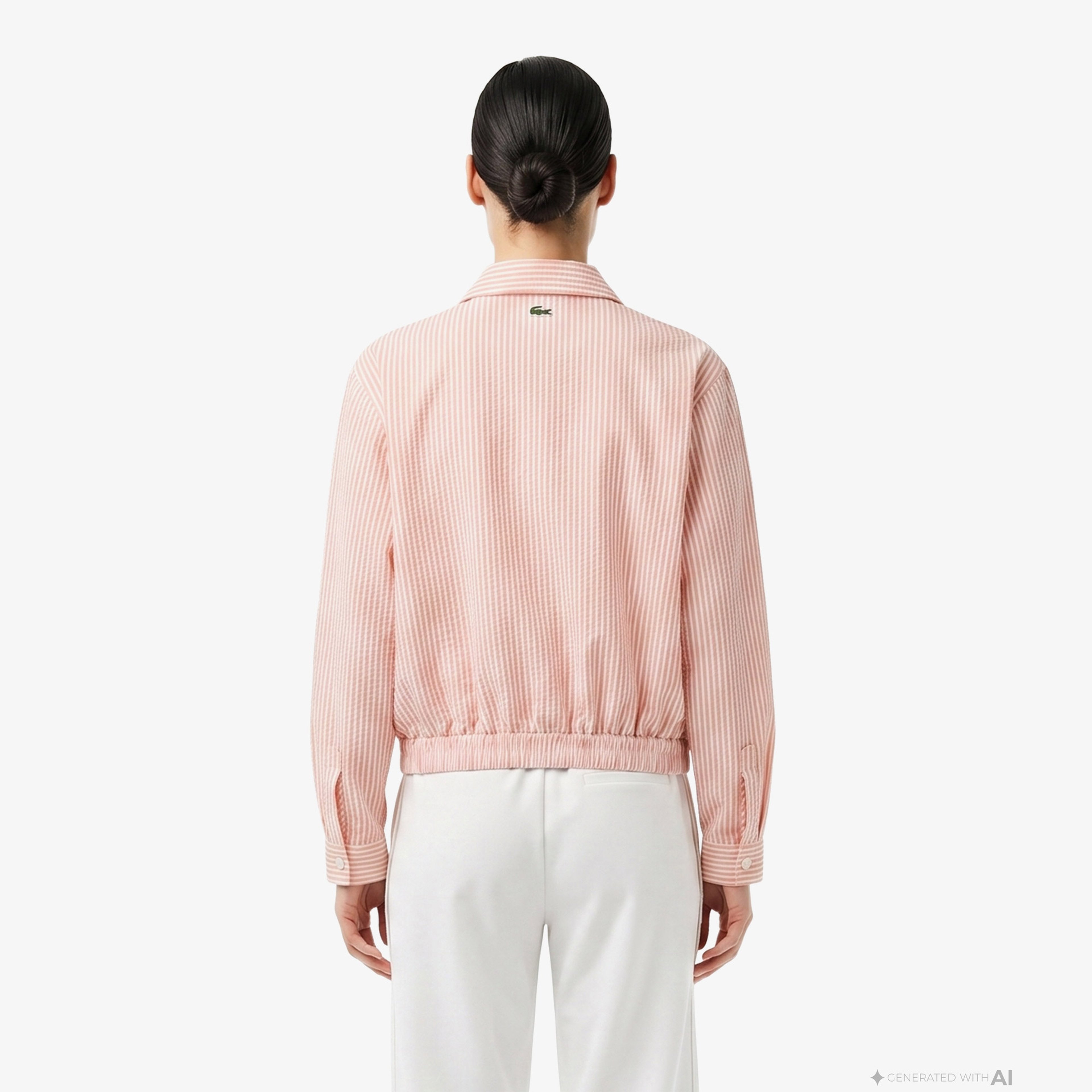 Kadın Relaxed Fit Çizgili Pembe Ceket