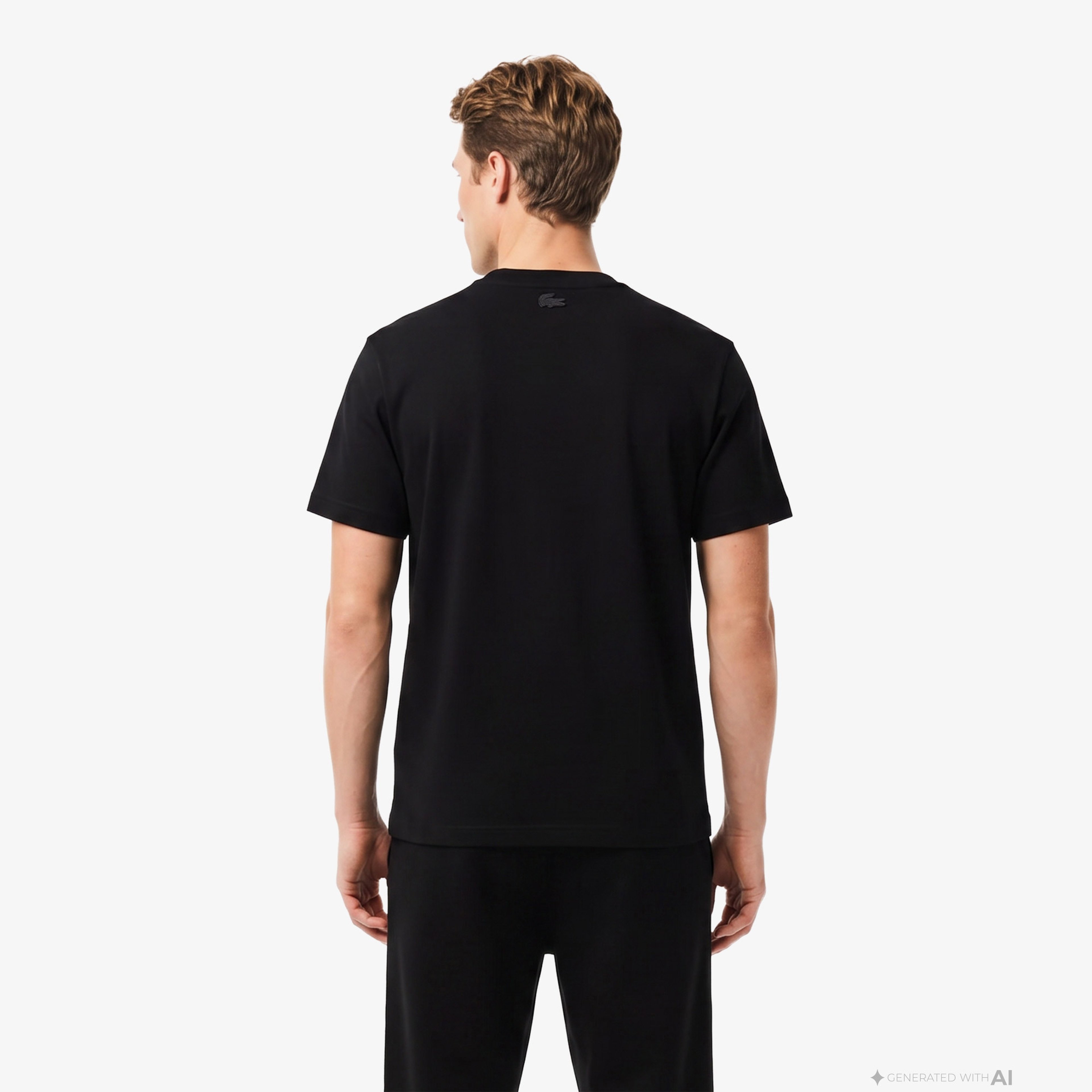 Erkek Relaxed Fit Bisiklet Yaka Baskılı Siyah T-Shirt
