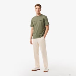 Erkek Relaxed Fit Bisiklet Yaka Baskılı Haki T-Shirt Yeşil