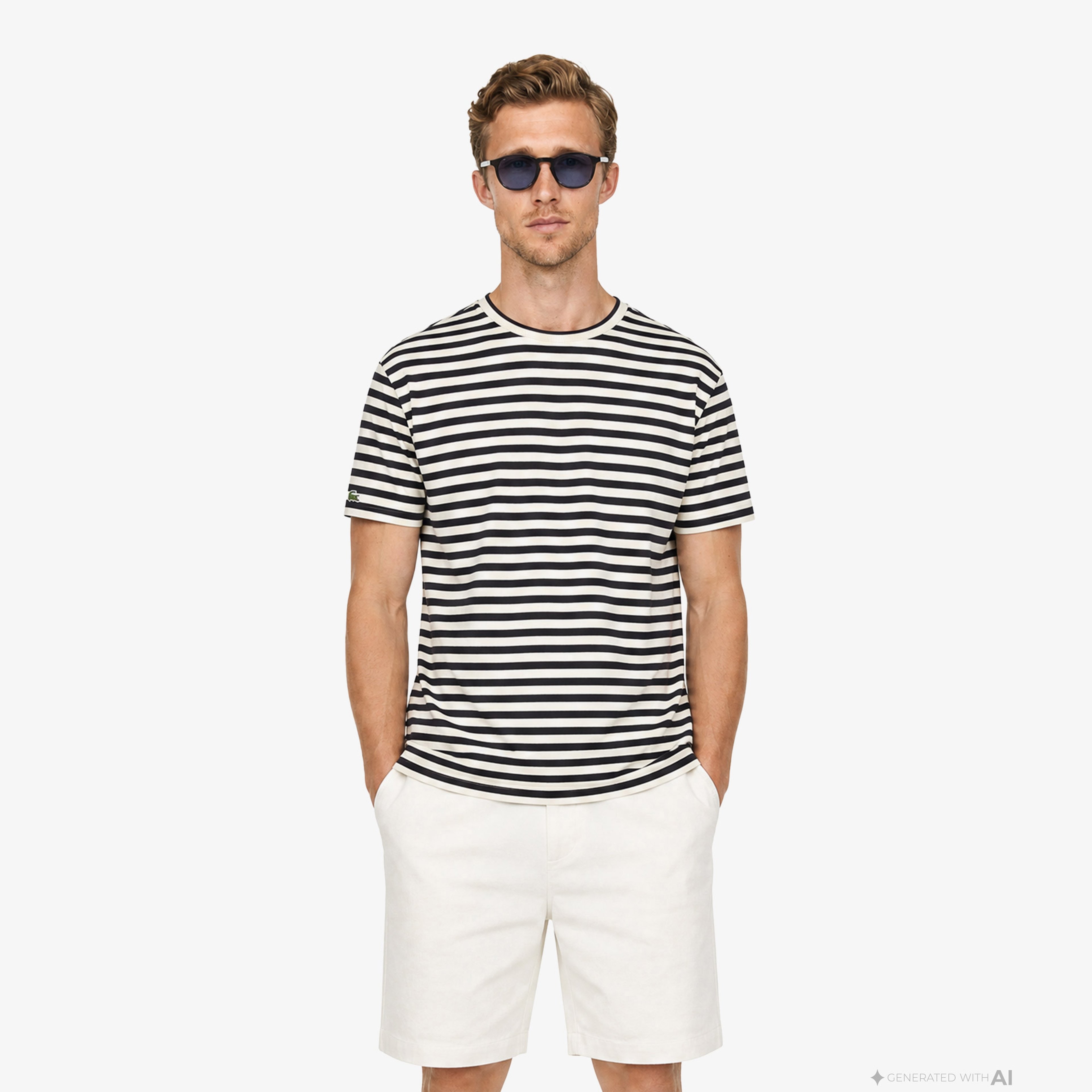 Erkek Relaxed Fit Bisiklet Yaka Çizgili Kahverengi T-Shirt