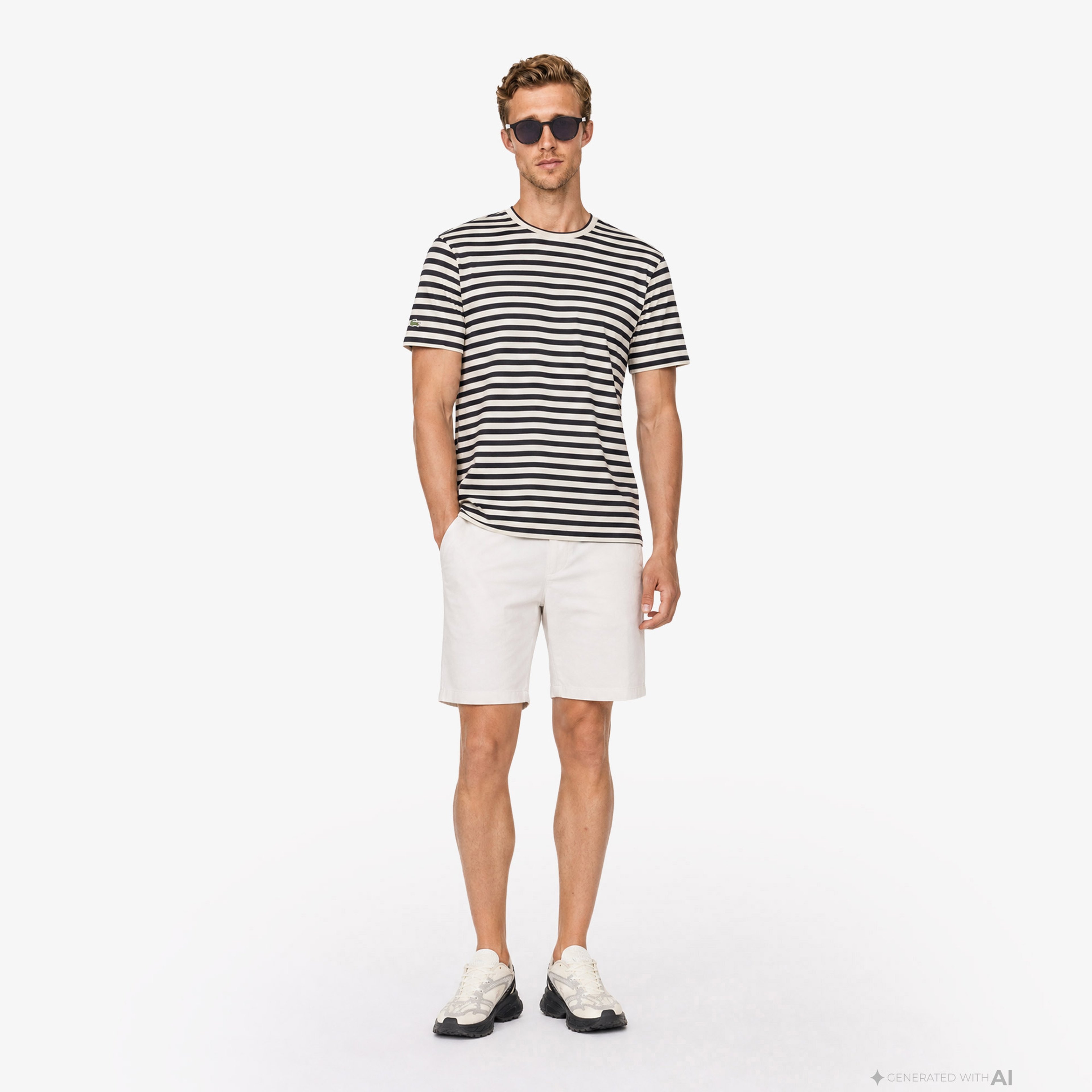 Erkek Relaxed Fit Bisiklet Yaka Çizgili Kahverengi T-Shirt