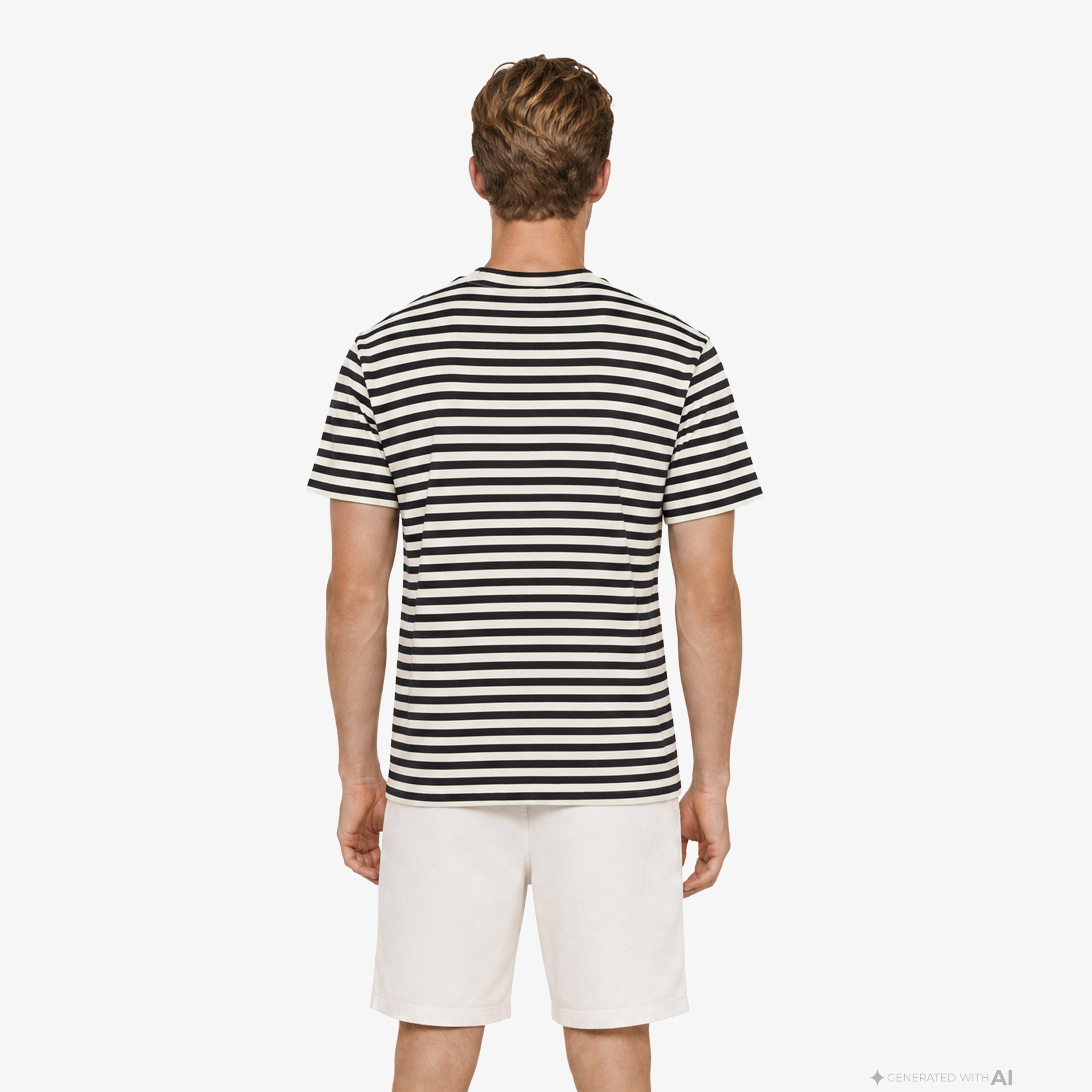 Erkek Relaxed Fit Bisiklet Yaka Çizgili Kahverengi T-Shirt