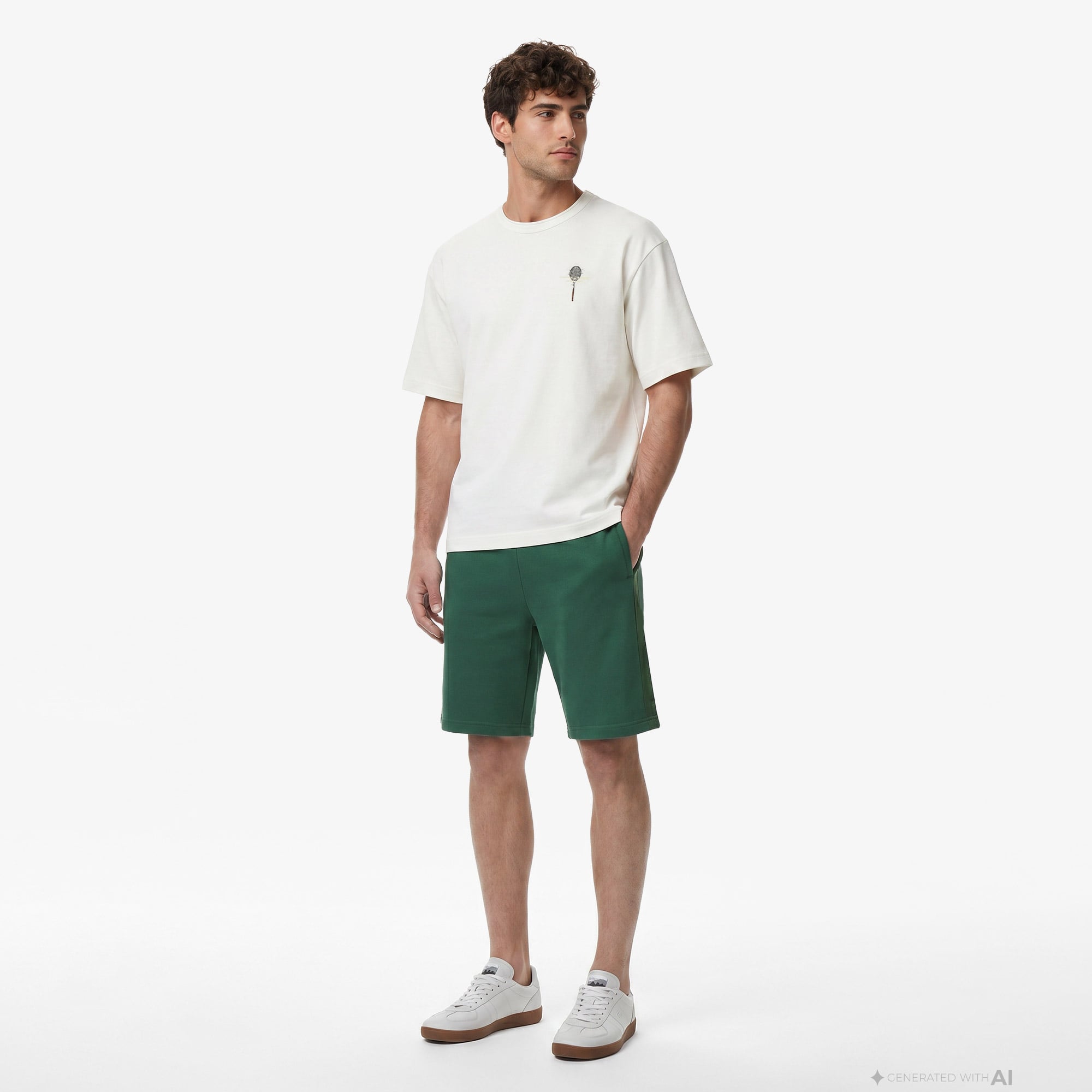 Lacoste Erkek Loose Fit Bisiklet Yaka Beyaz T-Shirt görsel 5