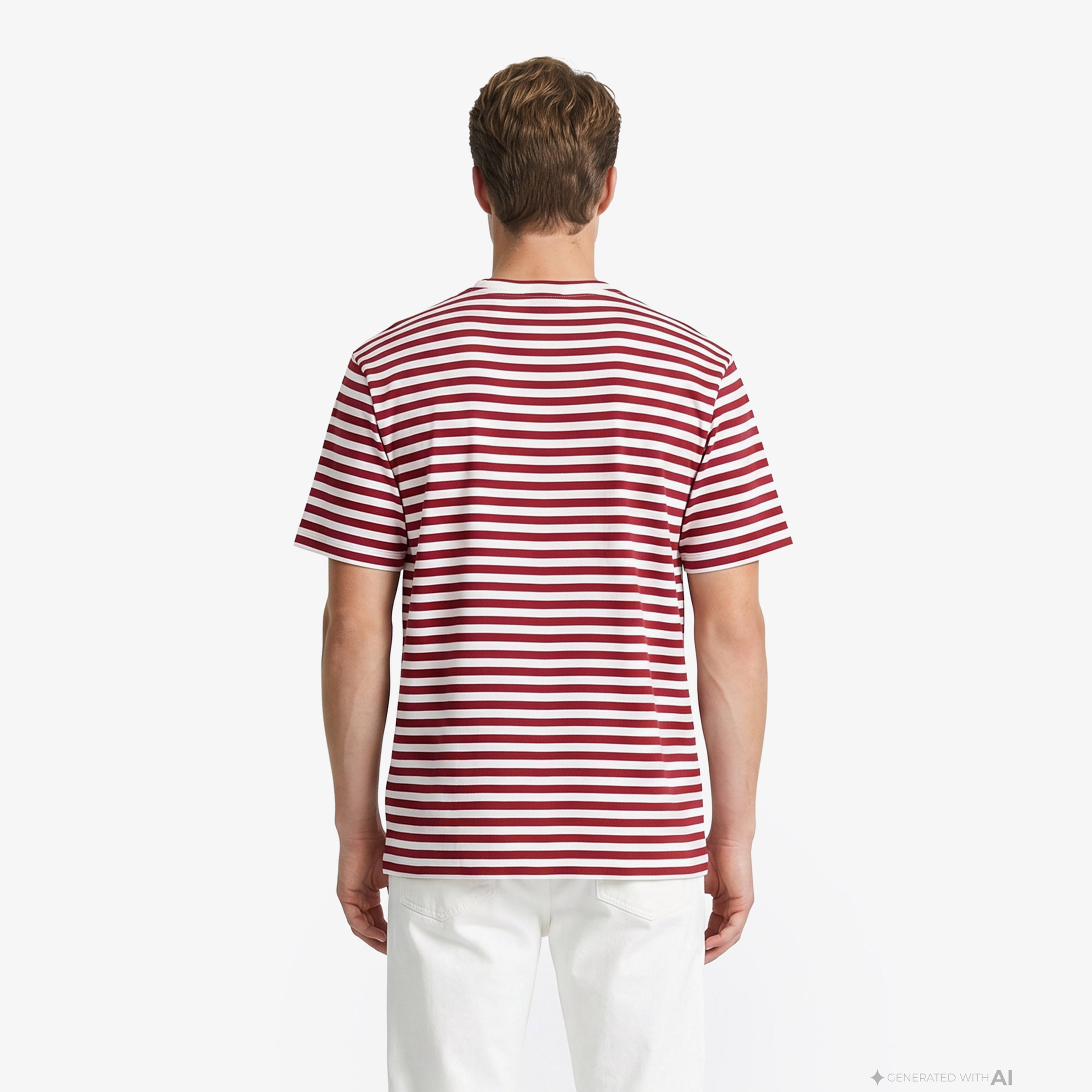 Erkek Relaxed Fit Bisiklet Yaka Çizgili Bordo T-Shirt Erkek Relaxed Fit Bisiklet Yaka Çizgili Bordo T-Shirt