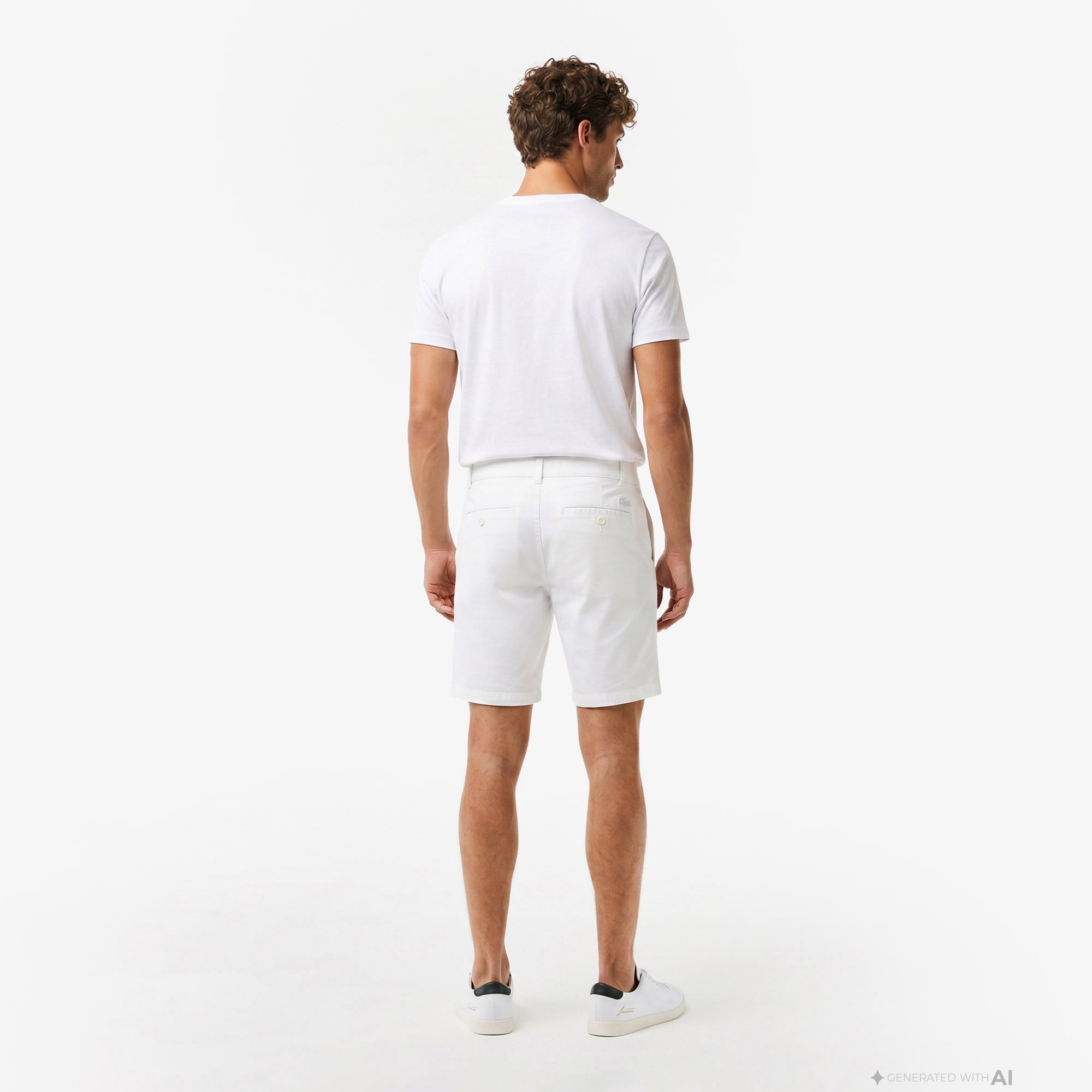Erkek Slim Fit Beyaz Bermuda Şort