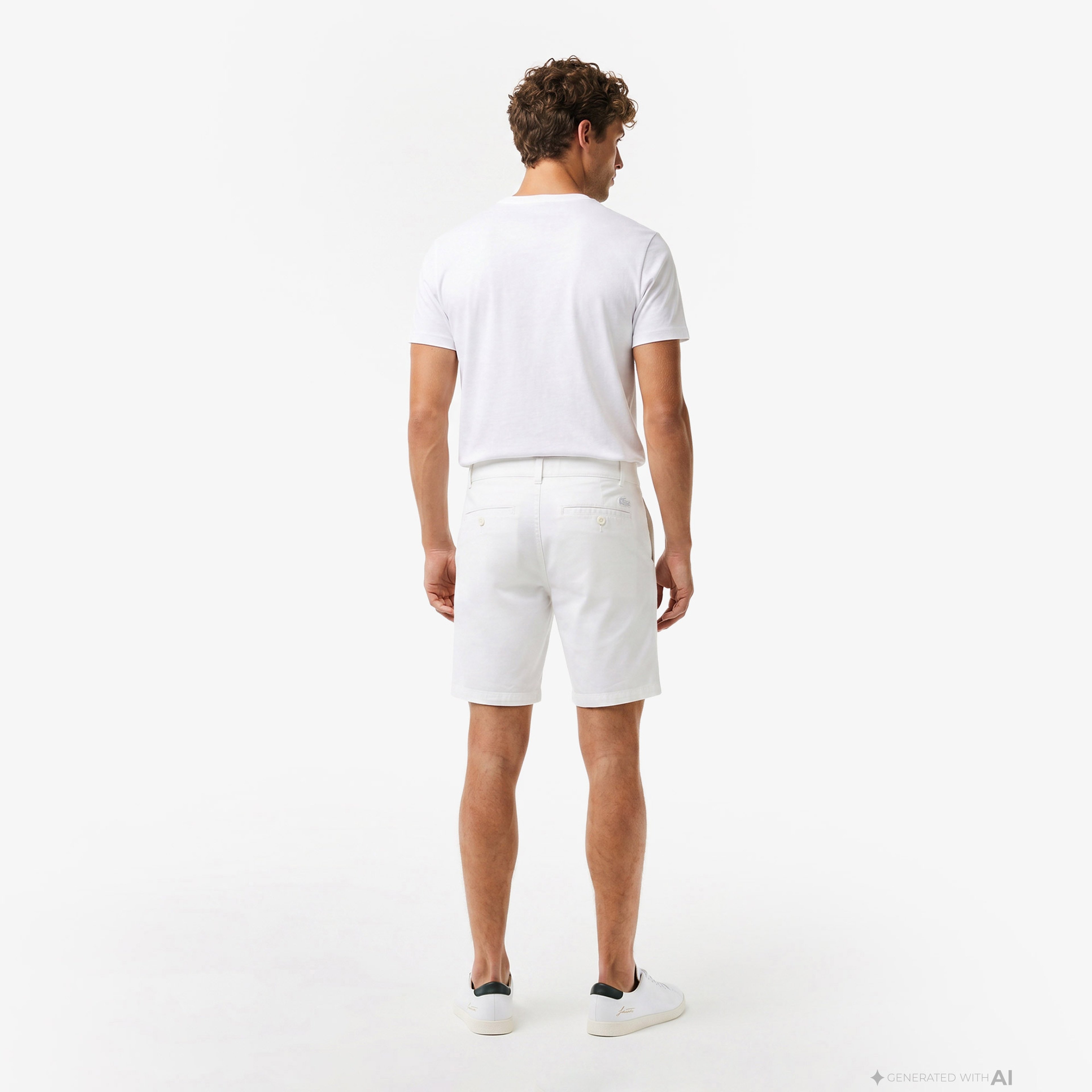 Erkek Slim Fit Beyaz Bermuda Şort