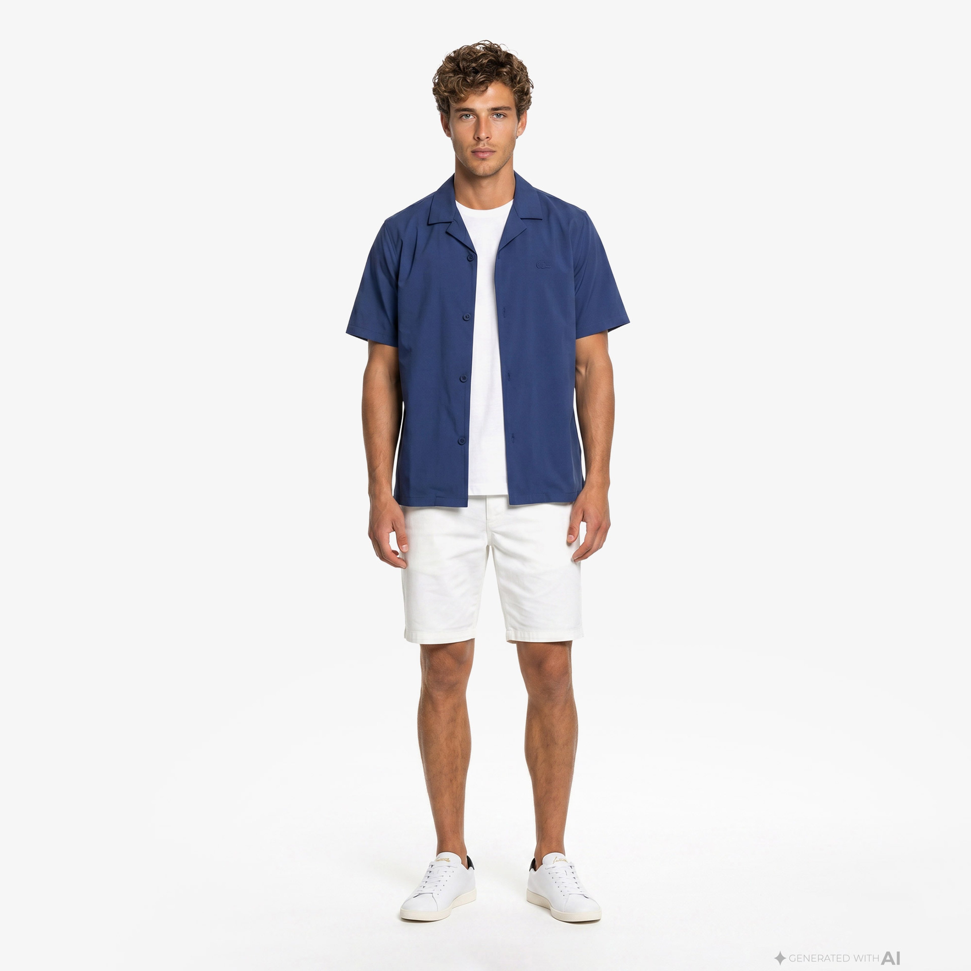 Erkek Slim Fit Beyaz Bermuda Şort
